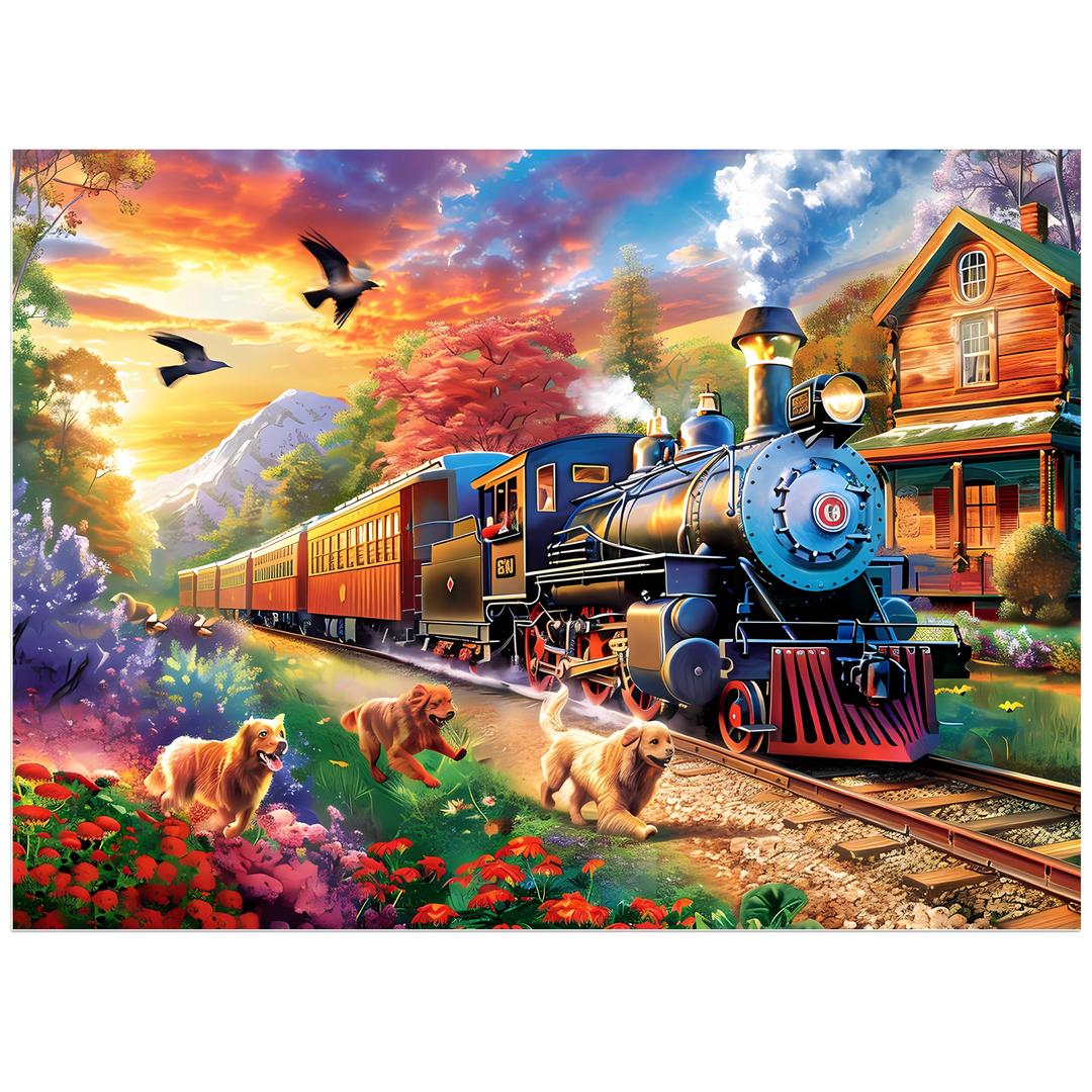 500 Piece Puzzles for Adults, Jigsaw Puzzles 500 Pieces, Dogs Puzzles 500 Pieces for Adults, Train Jigsaw Puzzles, Funny Challenging Puzzles, Great Gift for Family Friends, 21 x 15 in