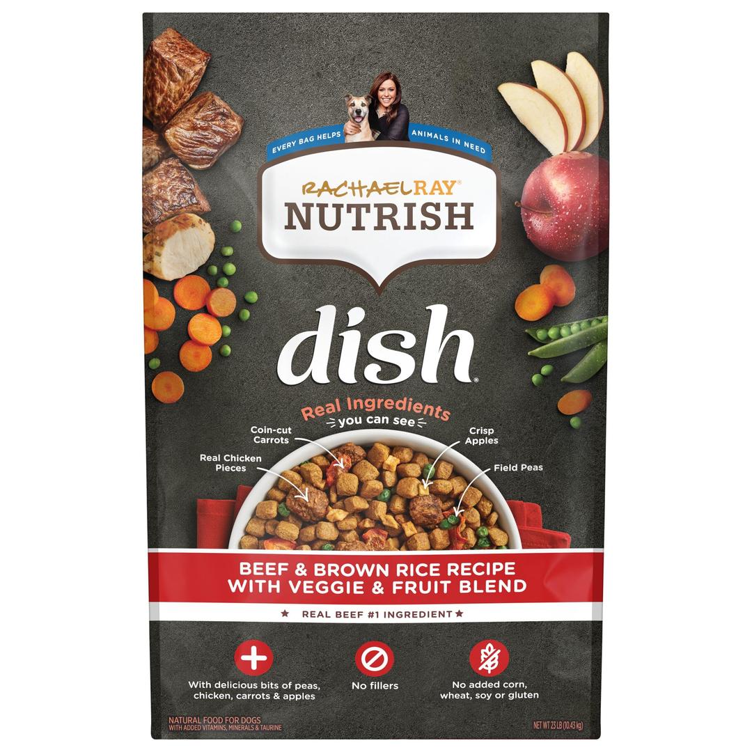 Nutrish Rachael Ray Dish Premium Natural Dry Dog Food with Added Vitamins, Minerals & Taurine, Beef & Brown Rice Recipe with Veggies, Fruit & Chicken, 23 Pound Bag