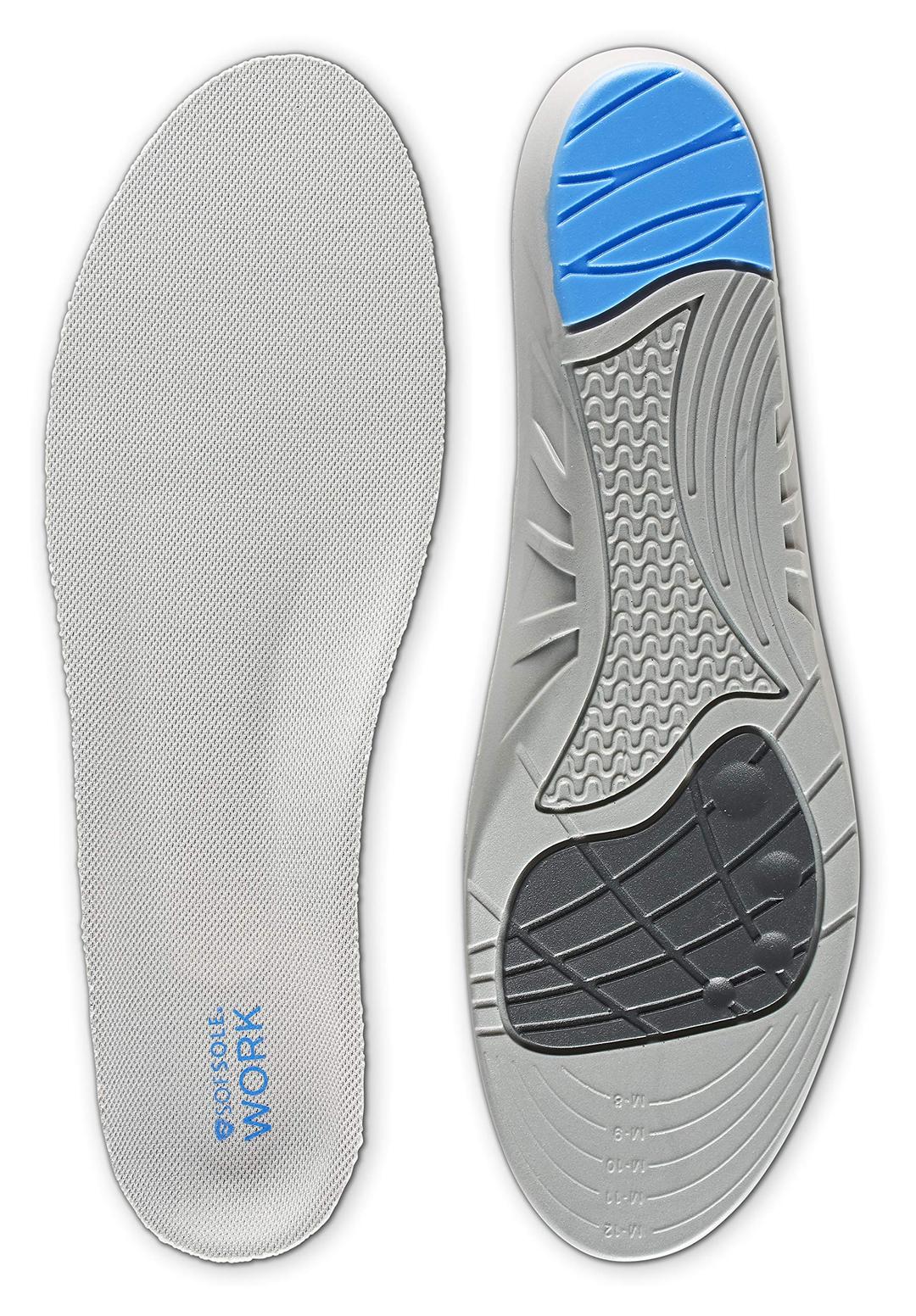 Sof Sole Insoles Men's WORK Anti-Fatigue Full-Length Comfort Shoe Inserts, Men's 8-13