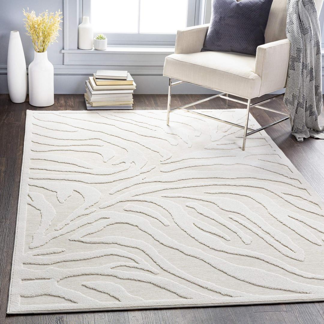 Livabliss Zandy Outdoor Textured Area Rug, 5'3" x 7'3", Cream