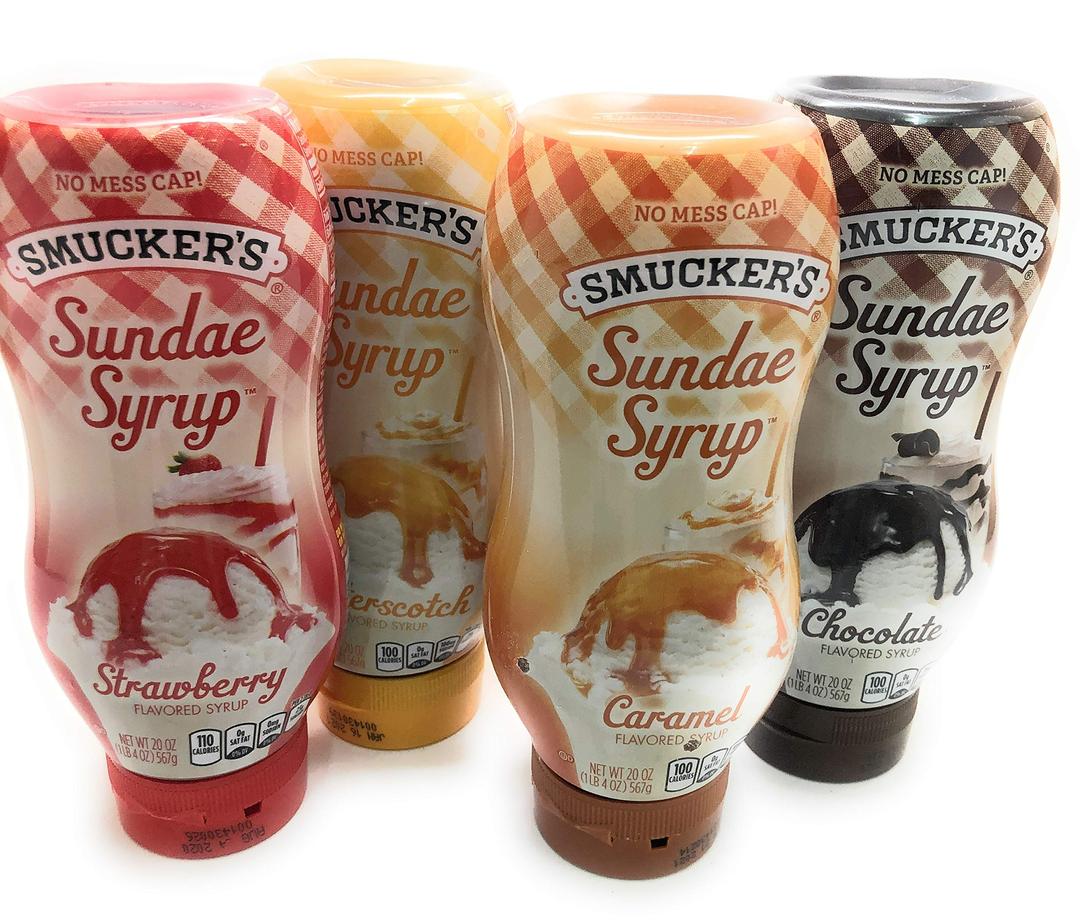 Smuckers Sundae Syrup Chocolate, Caramel, Butterscotch, and Strawberry (Variety Pack of 4)