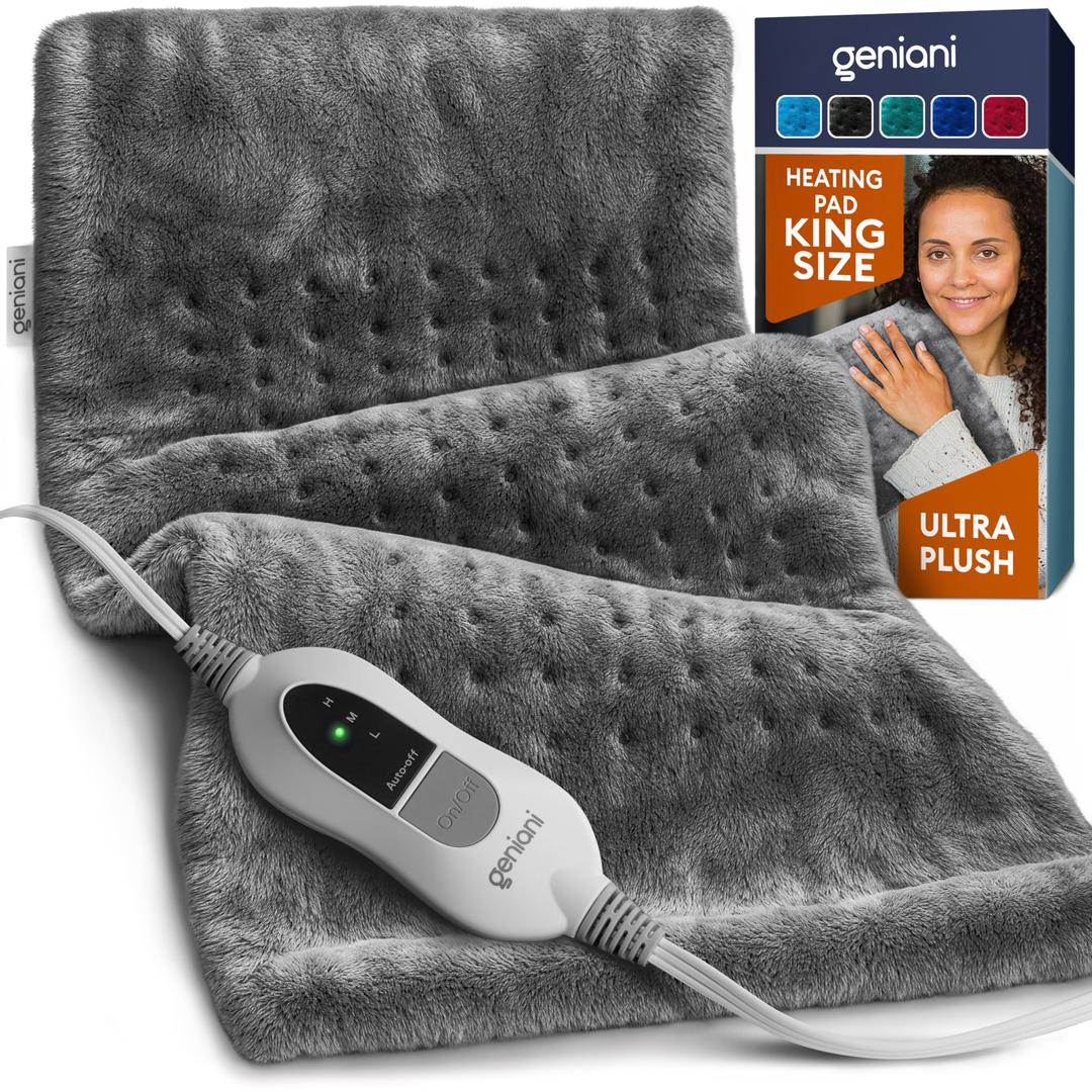 GENIANI 𝐁𝐋𝐀𝐂𝐊 𝐅𝐑𝐈𝐃𝐀𝐘 𝐃𝐄𝐀𝐋𝐒 𝟐𝟎𝟐𝟒 Large Electric Heating Pad for Back Pain & Cramps Relief, FSA HSA Eligible, Auto Shut Off, Machine Washable, Heat Pad for Neck & Shoulder, 12×24"