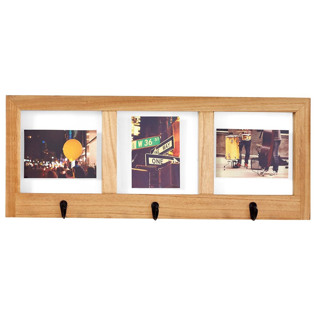 Amazon Brand – Stone & Beam Modern Windowpane Wood Picture Frame, 25"H, Natural And Black