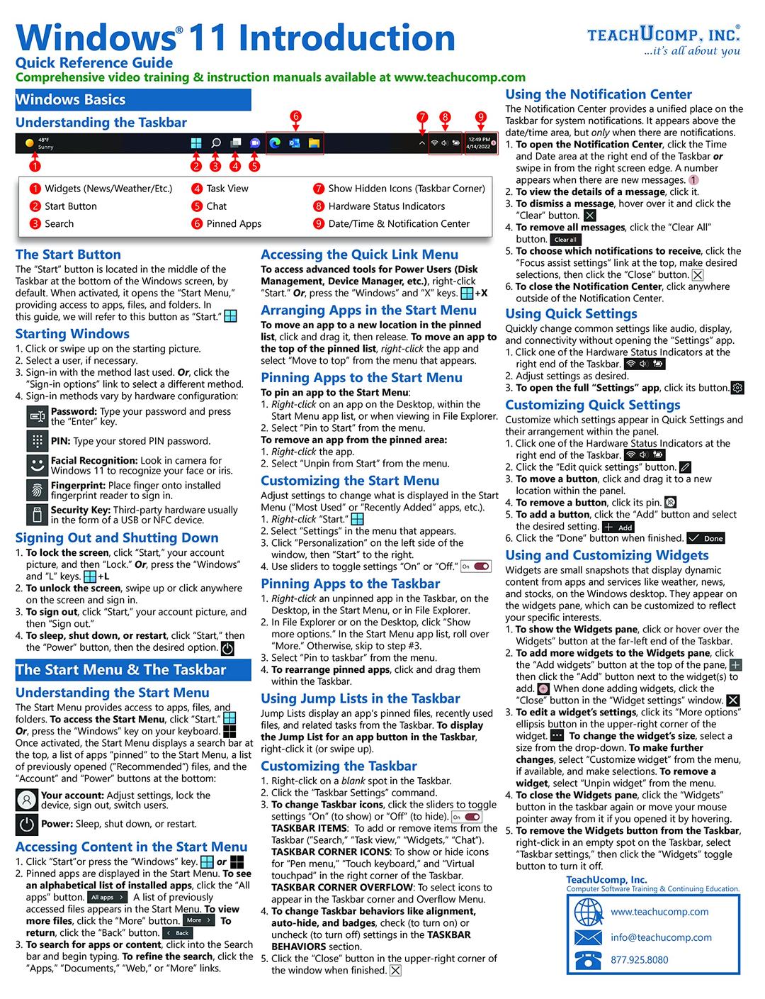 Windows 11 Quick Reference Training Tutorial Guide (Cheat Sheet of Instructions, Tips & Shortcuts - Laminated)