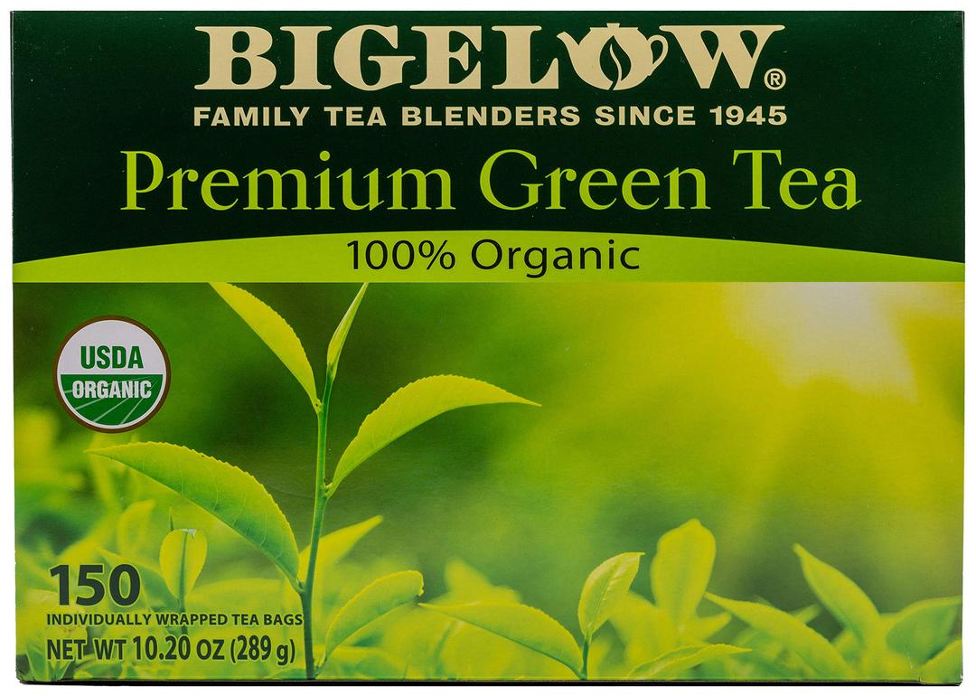 Bigelow Premium 100-Percent Organic Green Tea 150-Count Box, Individually Wrapped