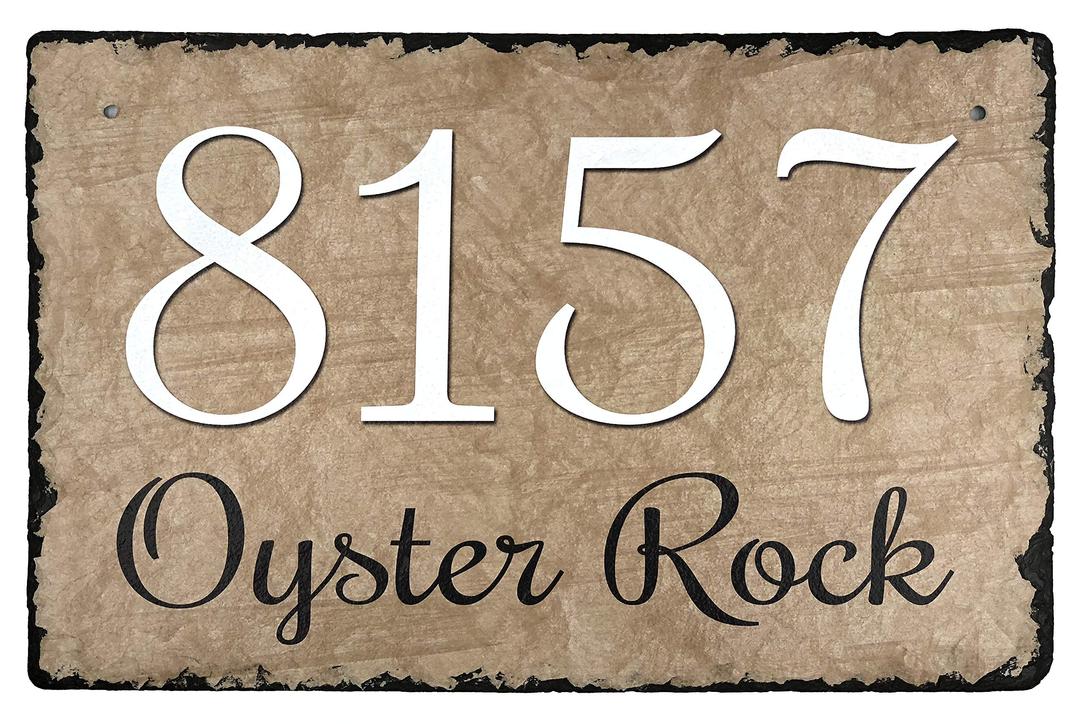 Ink Personalized Slate Stone Address Plaque - Address Signs for Houses - Customized House Sign - Outdoor House Number - Wall Decor Home Address Numbers (16"x10")