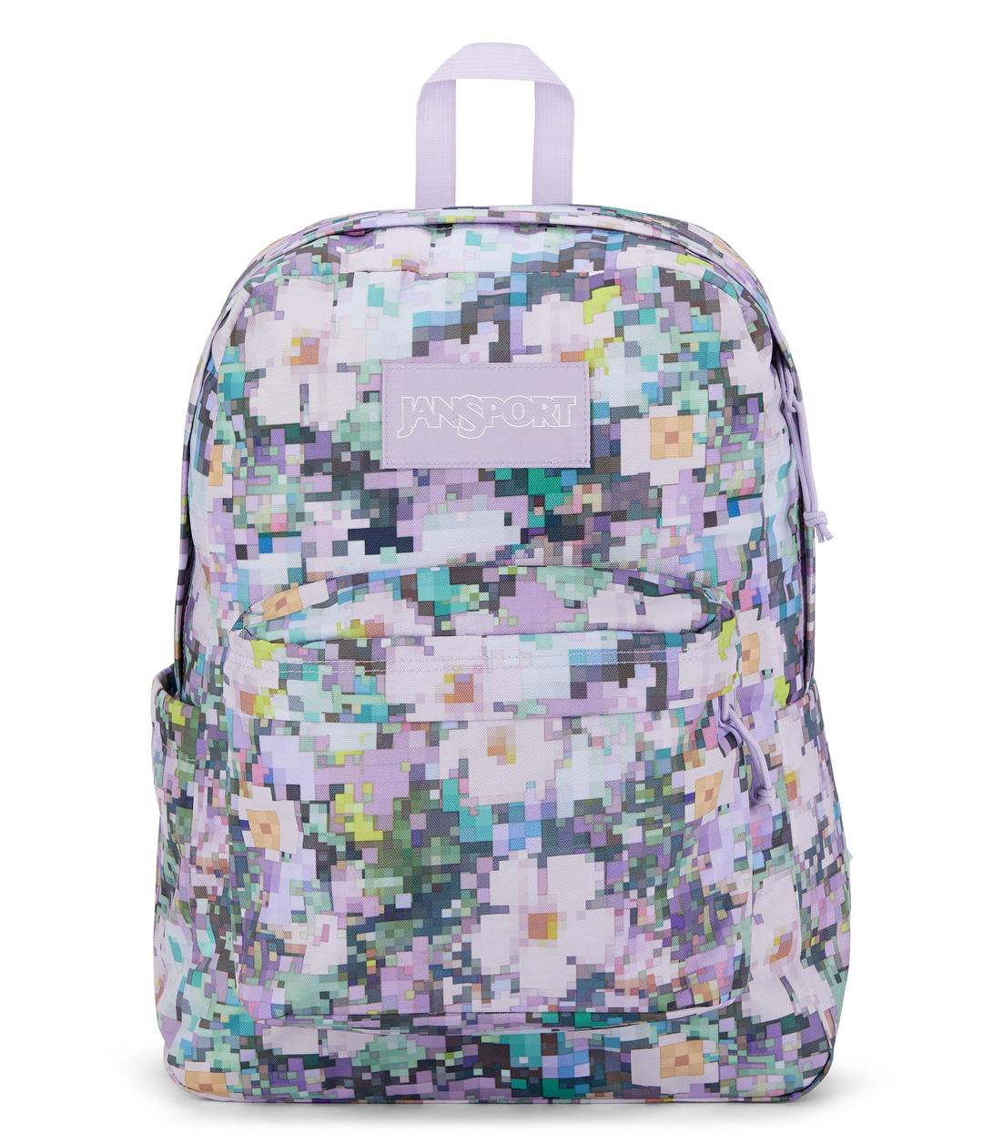 JanSport SuperBreak Plus Backpack with Padded 15-inch Laptop Sleeve and Integrated Bottle Pocket - Spacious and Durable Daypack for Work and Travel - 8 Bit Floral