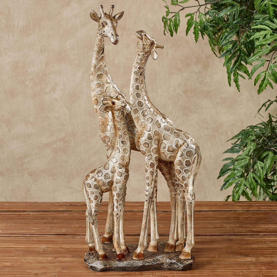 Touch of Class Adoring Giraffes Table Sculpture - Resin - Gold, Tan, Brown - African Safari Collectible for Bedroom, Living Room, Office, Nursery, Mantel, Book Shelf, Foyer