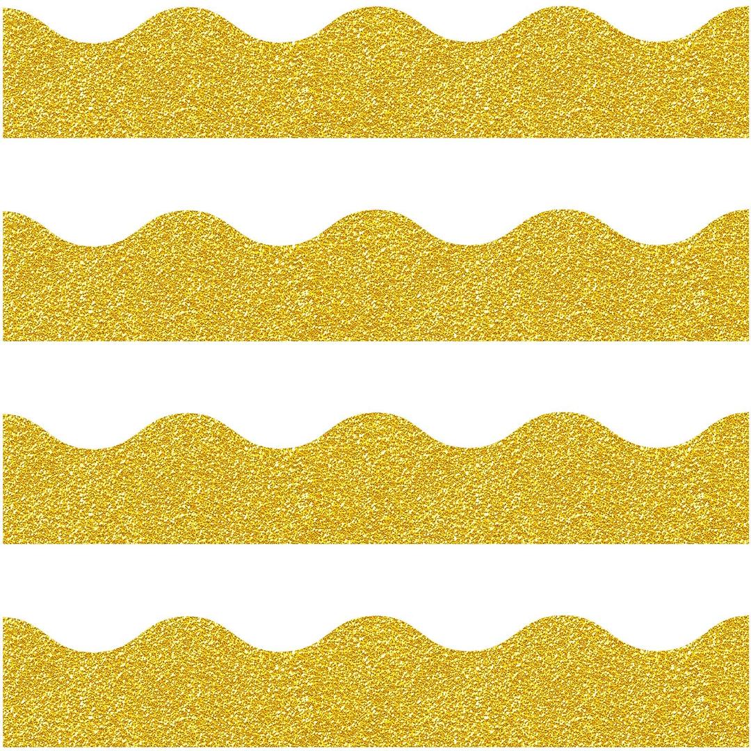 55.8 Feet Bulletin Board Border Glitter Scalloped Borders Bulletin Board Border Decorative Bulletin Board Trim Poster Borders Classroom Decoration Strips (Glitter Gold)