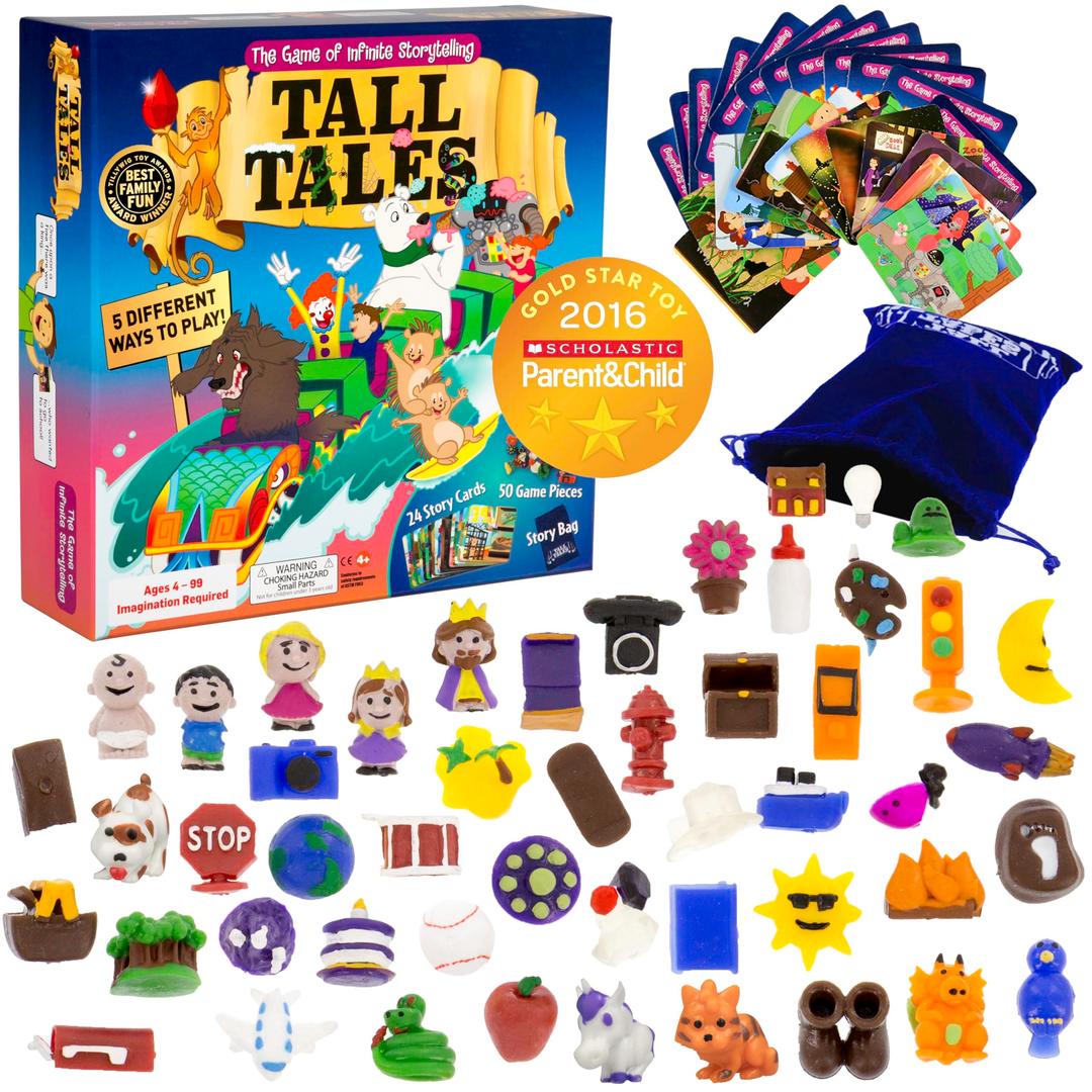 SCS Direct, Tall Tales Story Telling Board Game - The Educational Family Game of Infinite Storytelling -Award-Winning Educational Game, 5 Ways to Play - Promotes Creativity & Language Skill, Xmas Gift