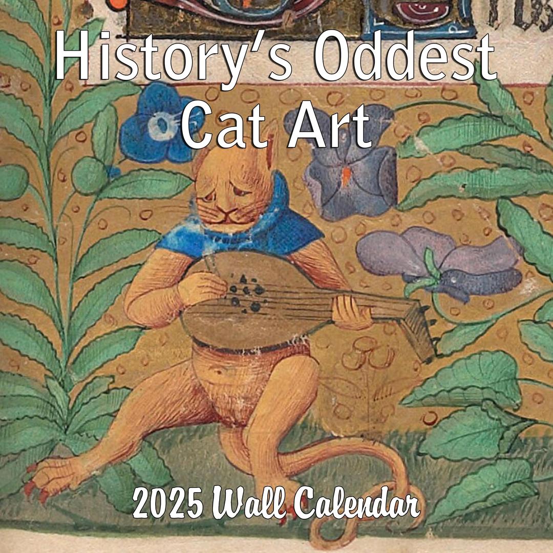 2025 History's Oddest Cat Art Monthly Wall Calendar - Ugly Cat Paintings through the Ages | 12" x 24" | Thick Sturdy Paper | White Elephant or Gag Gift Funny Calendar 2024-2025