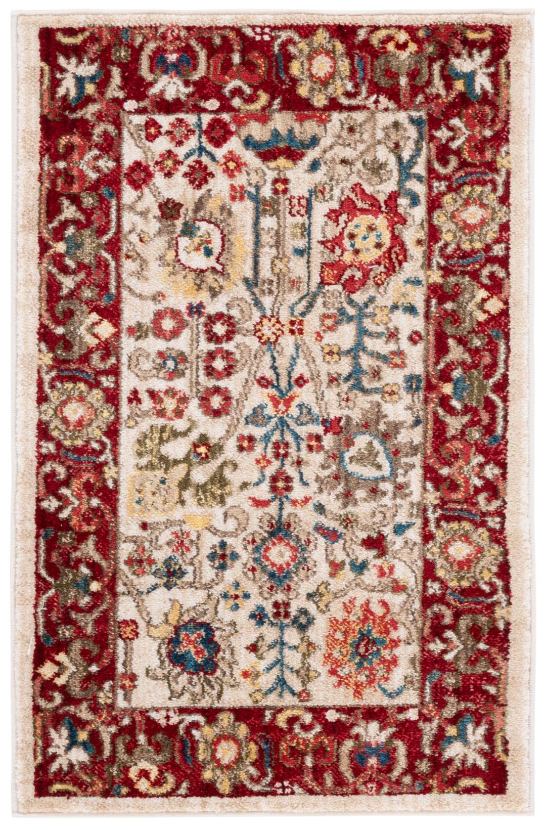 SAFAVIEH Kashan Collection Area Rug - 2' x 3', Ivory & Red, Traditional Oriental Design, Non-Shedding & Easy Care, Ideal for High Traffic Areas in Living Room, Bedroom, Dining (KSN303D-2)