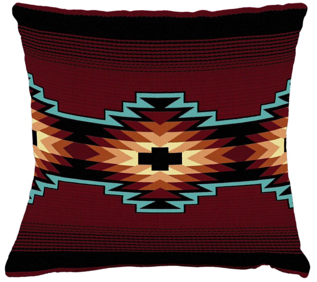 Pure Country Weavers Esme -Southwest Native American Inspired Tribal Hand Finished Pillow Cover Woven from Cotton - Made in The USA (17x17)