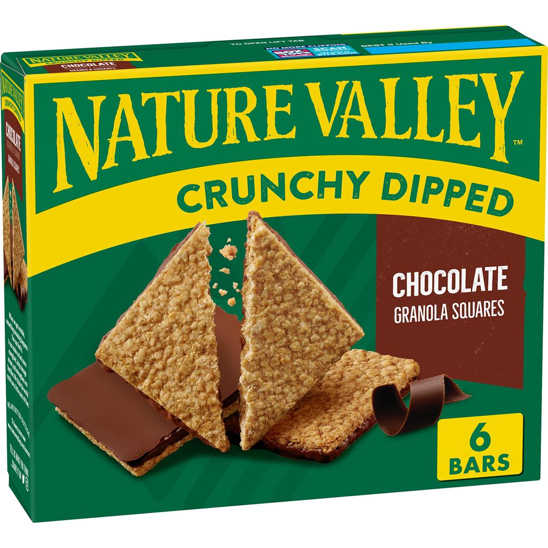 Nature ValleyCrunchy Dipped Granola Squares, Oats and Chocolate, 6 ct