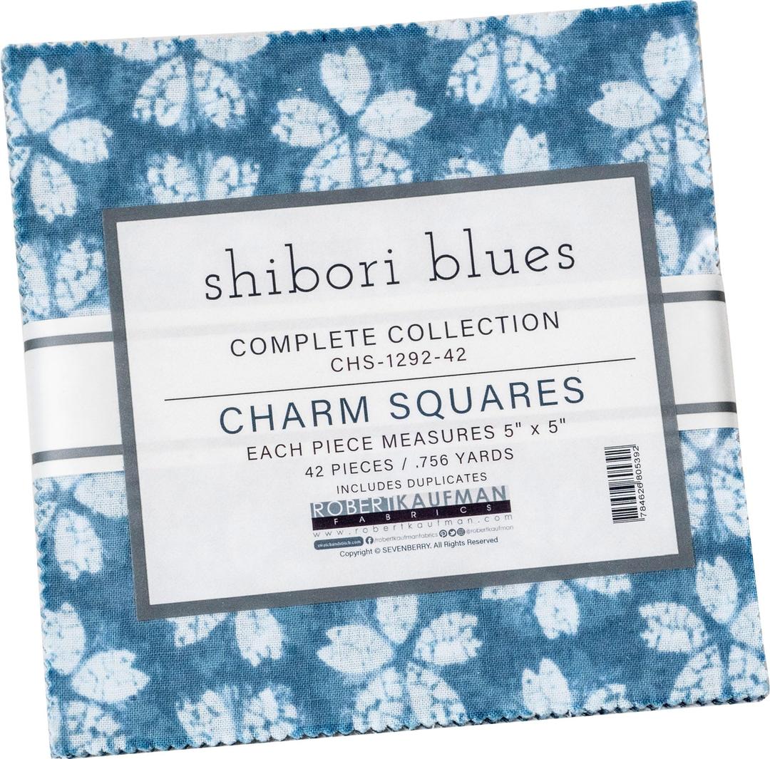 Sevenberry Shibori Blues 2024 Charm Square 42 5-inch Squares Charm Pack Robert Kaufman CHS-1292-42