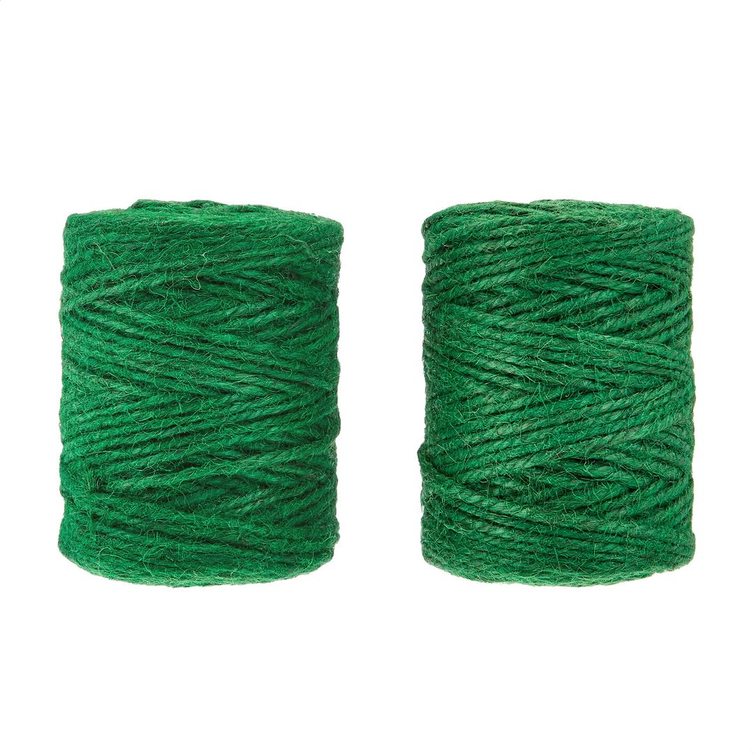 Amazon Basics All-Purpose Natural Jute Twine - #21 x 140 Foot (1.9mm x 43m), Green, 2 Pack