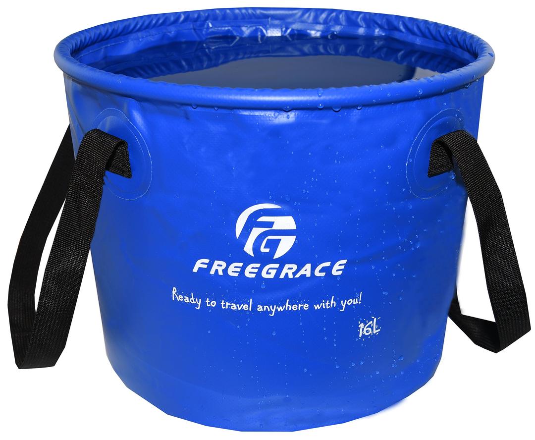 Premium Collapsible Bucket by Freegrace - Compact Portable Folding Water Container - Lightweight & Durable - Includes Handy Tool Mesh Pocket