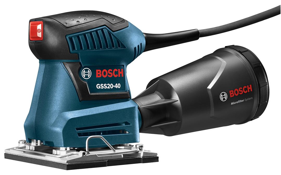 BOSCH GSS20-40 Orbital Finishing Sander 1/4-Sheet, 2 Amp, 12000 OPM with Dust Collector