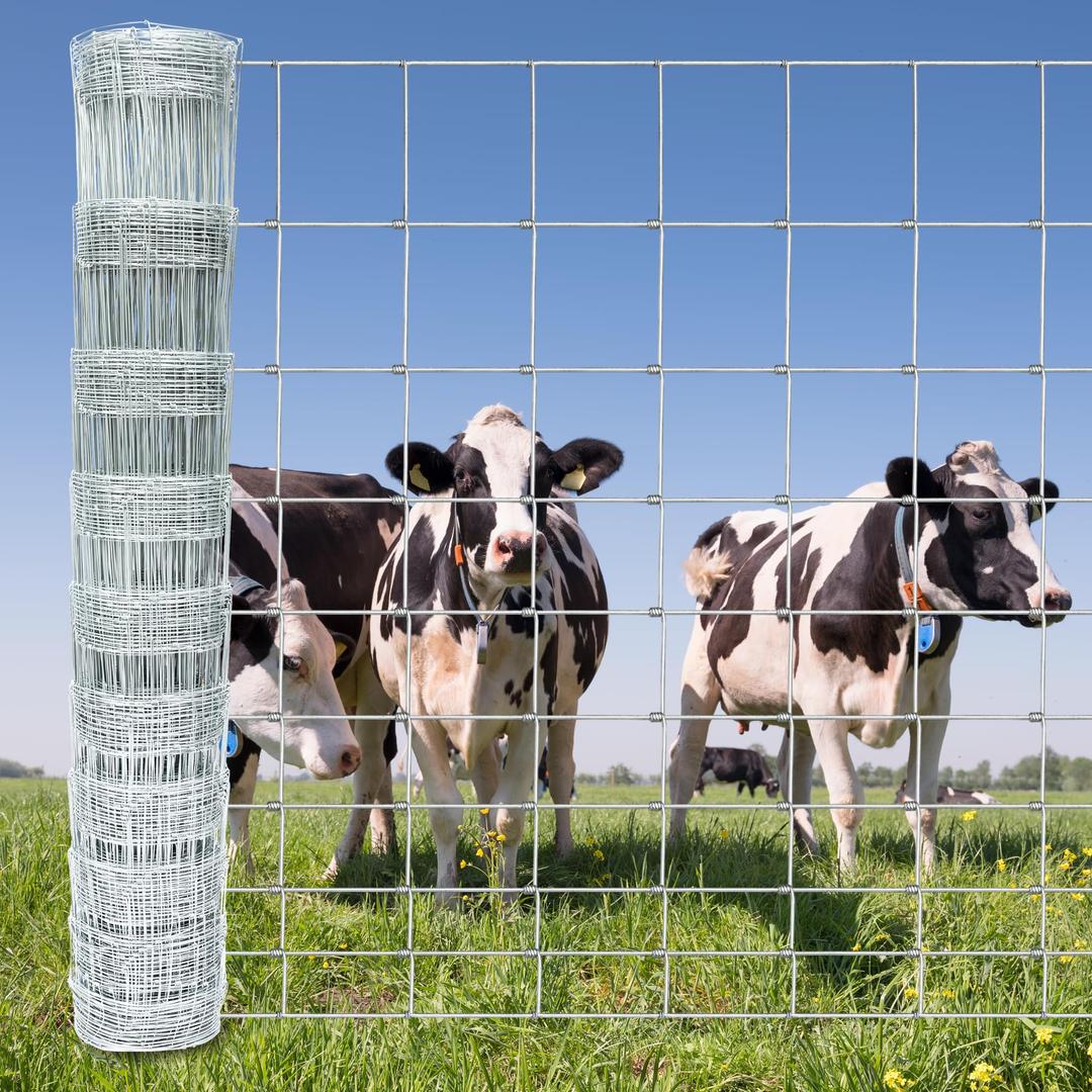 Farm Fence 4ft x 164ft Heavy Zinc Coating Cattle Fence,Galvanized Field Wire Fencing Deer Fence,Goat Fence,Hog Wire Fencing for Yard Livestock & Animals Protection