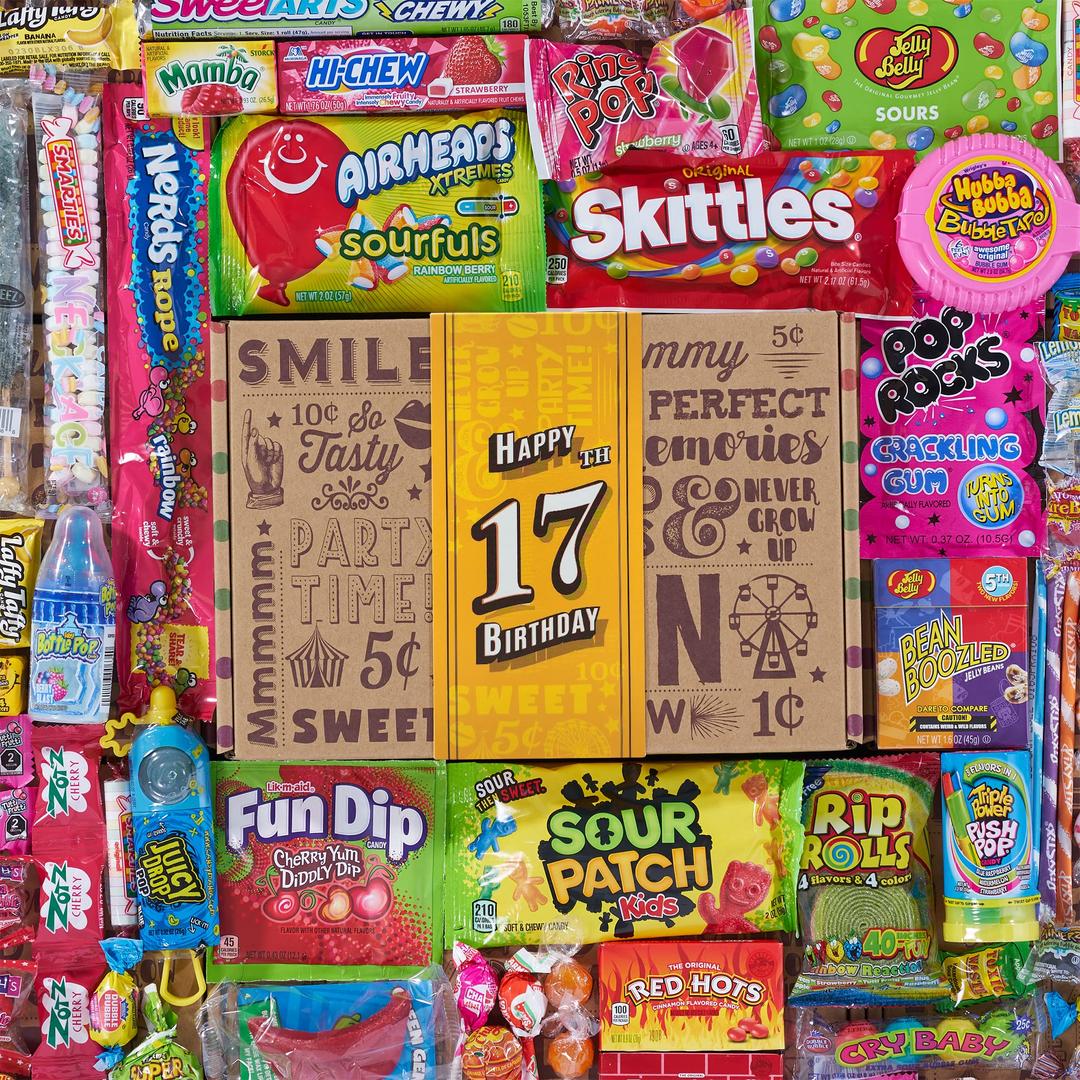 Vintage Candy Co.VINTAGE CANDY CO. 17TH BIRTHDAY RETRO CANDY GIFT BOX - 2007 Decade Childhood Nostalgia Candies - Fun Unique Care Package Gift Basket - Seventeenth Birthday - PERFECT For Girls and Boys Turning 17 Years Old