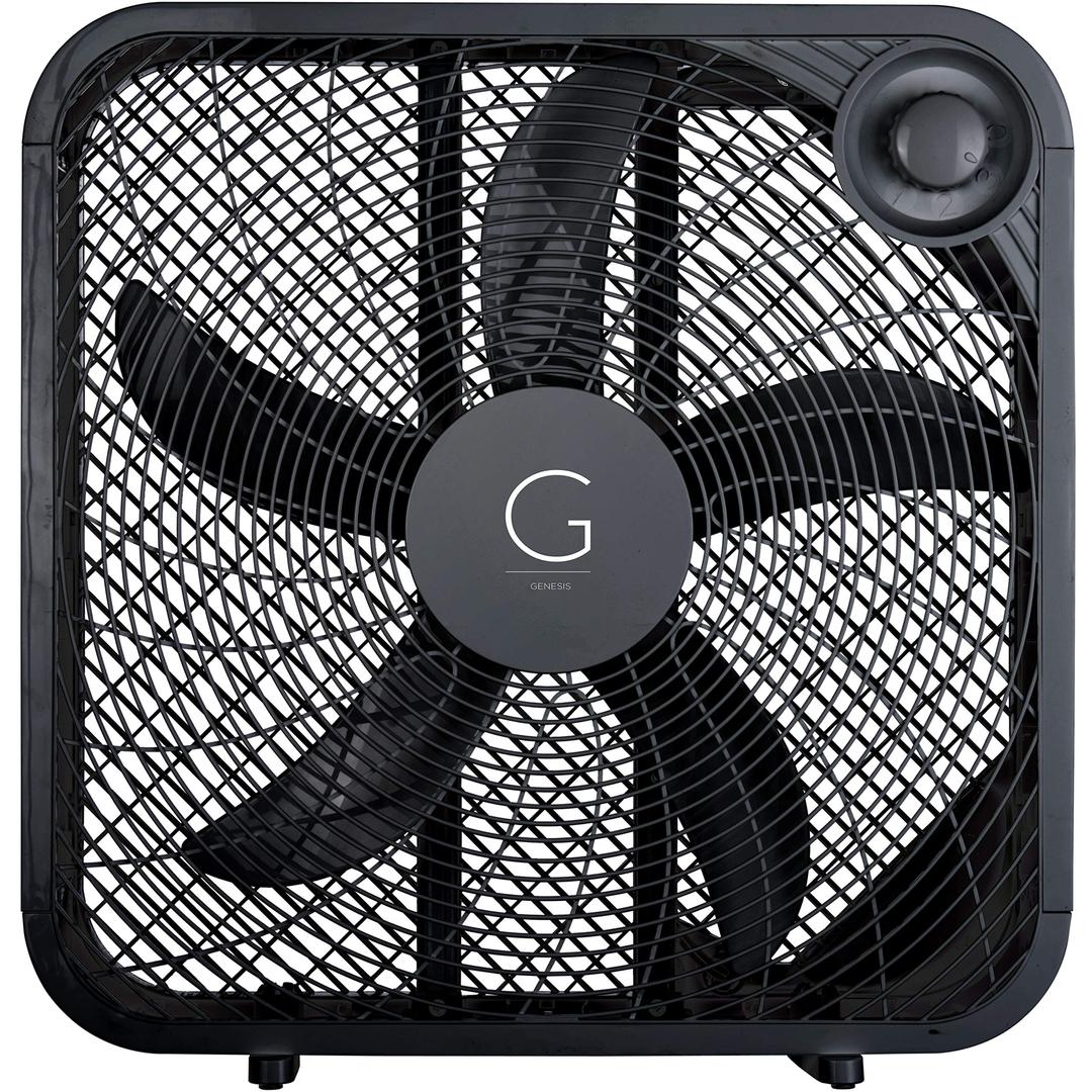 Genesis 20" Box Fan, 3 Settings, Max Cooling Technology, Carry Handle, Black (G20BOX-BLK)