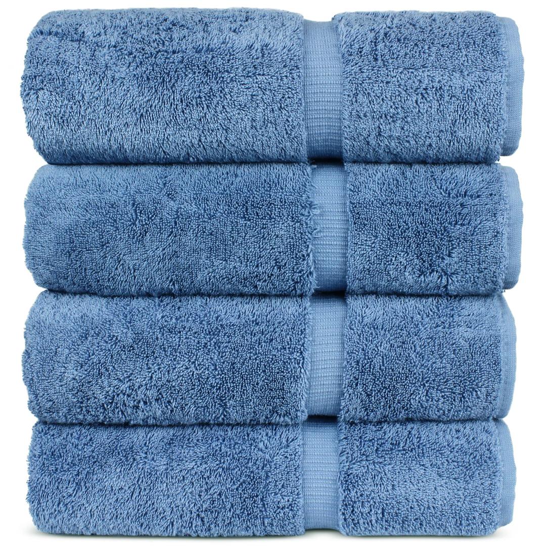 Luxury Hotel & Spa 100% Cotton Premium Turkish Bath Towels, 27" x 54'' (Set of 4, Wedgewood)