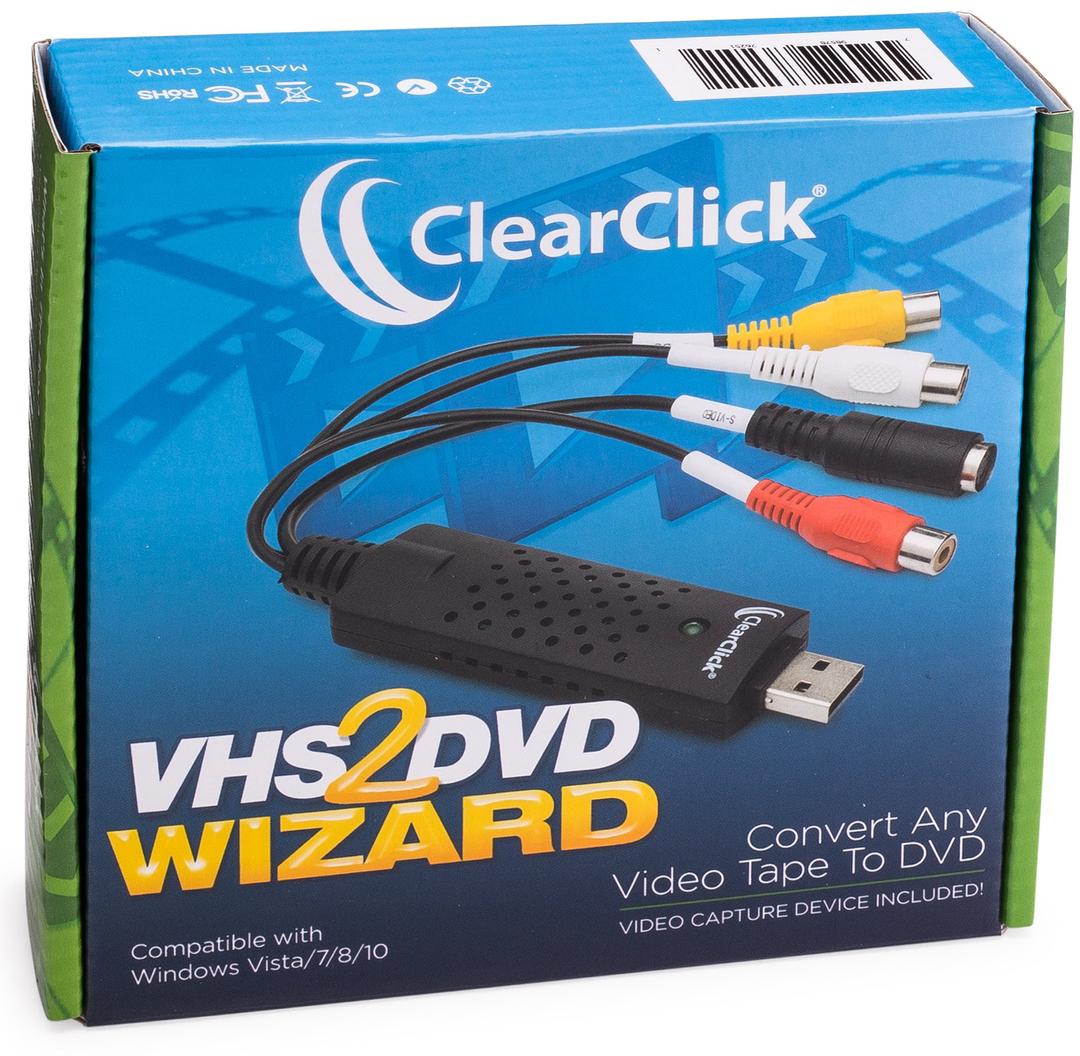 ClearClick VHS To DVD Wizard with USB Video Grabber & Free USA Tech Support