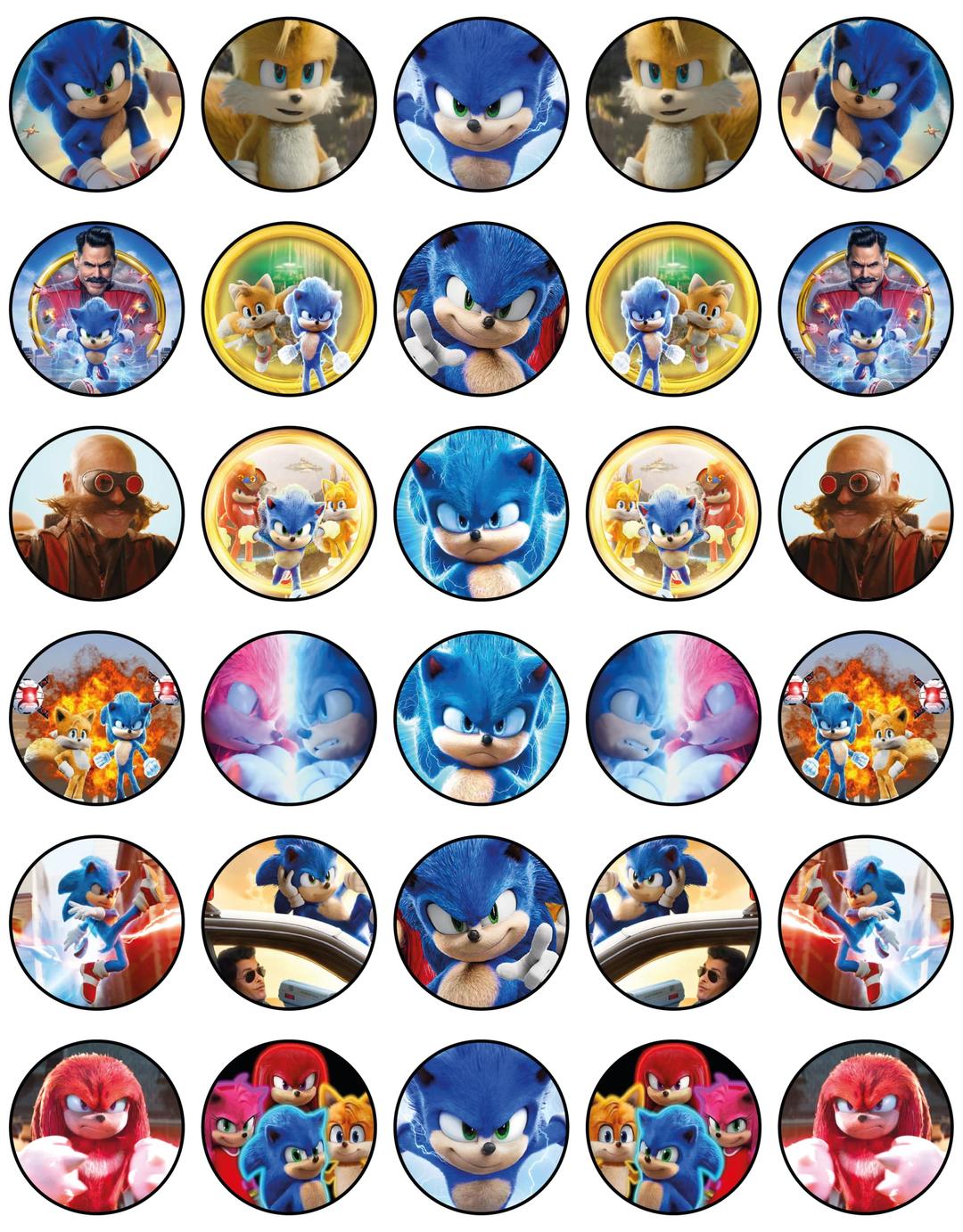 30x Edible Cupcake Toppers Themed of Sonic 2022 of Edible Cake Decorations | Uncut Edible on Wafer Sheet…