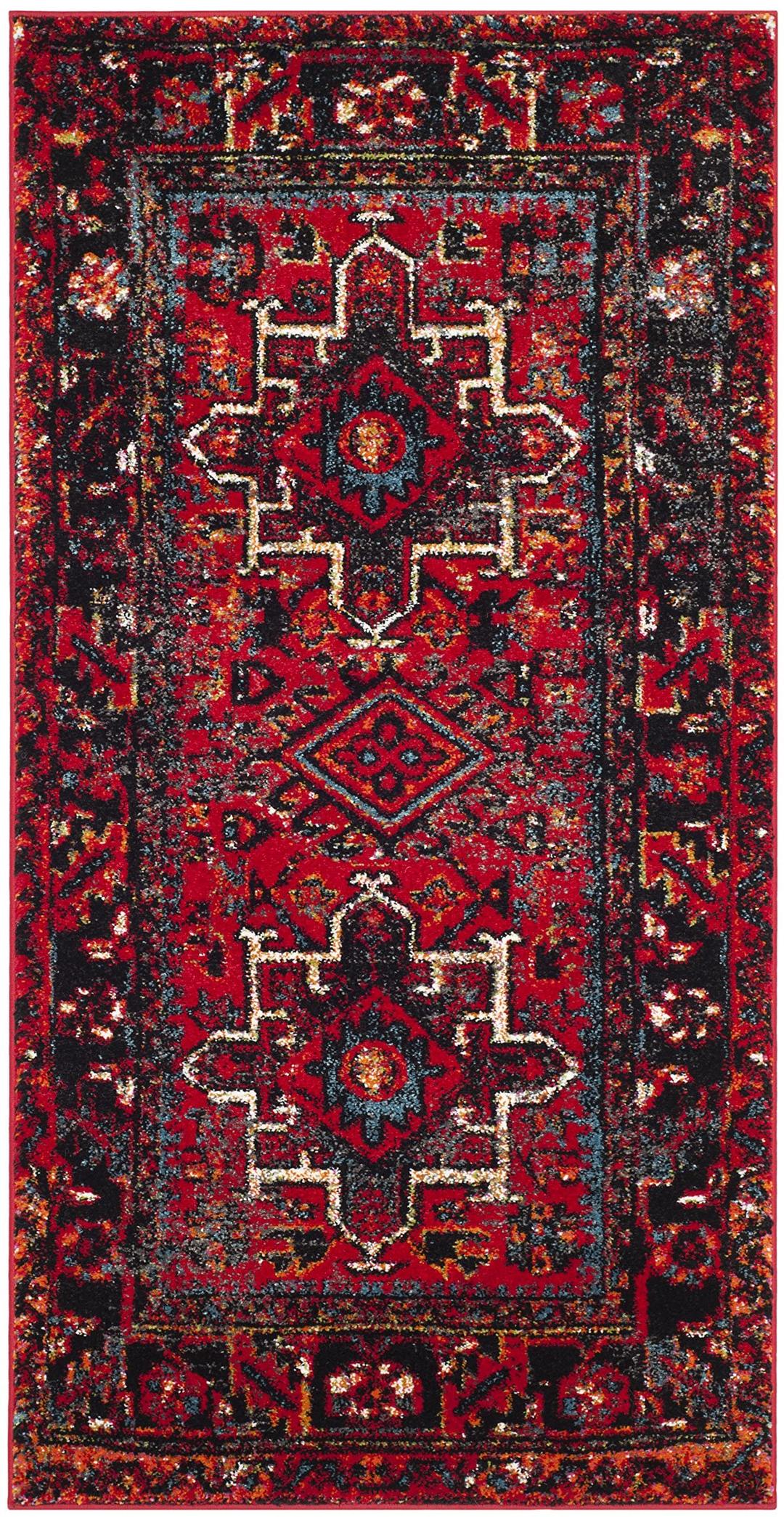 SAFAVIEH 2'7"x5' Red & Multi Persian Rug - Non-Shedding, Easy Care