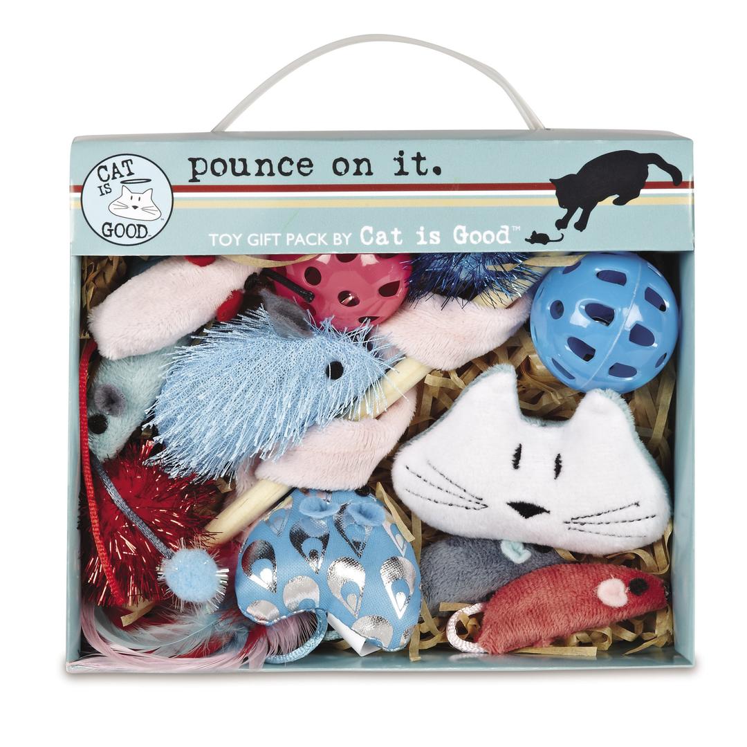 12-Piece Pounce Toy Gift Box – Pounce on It Assorted Toys Keep Cats and Kittens Entertained Safely