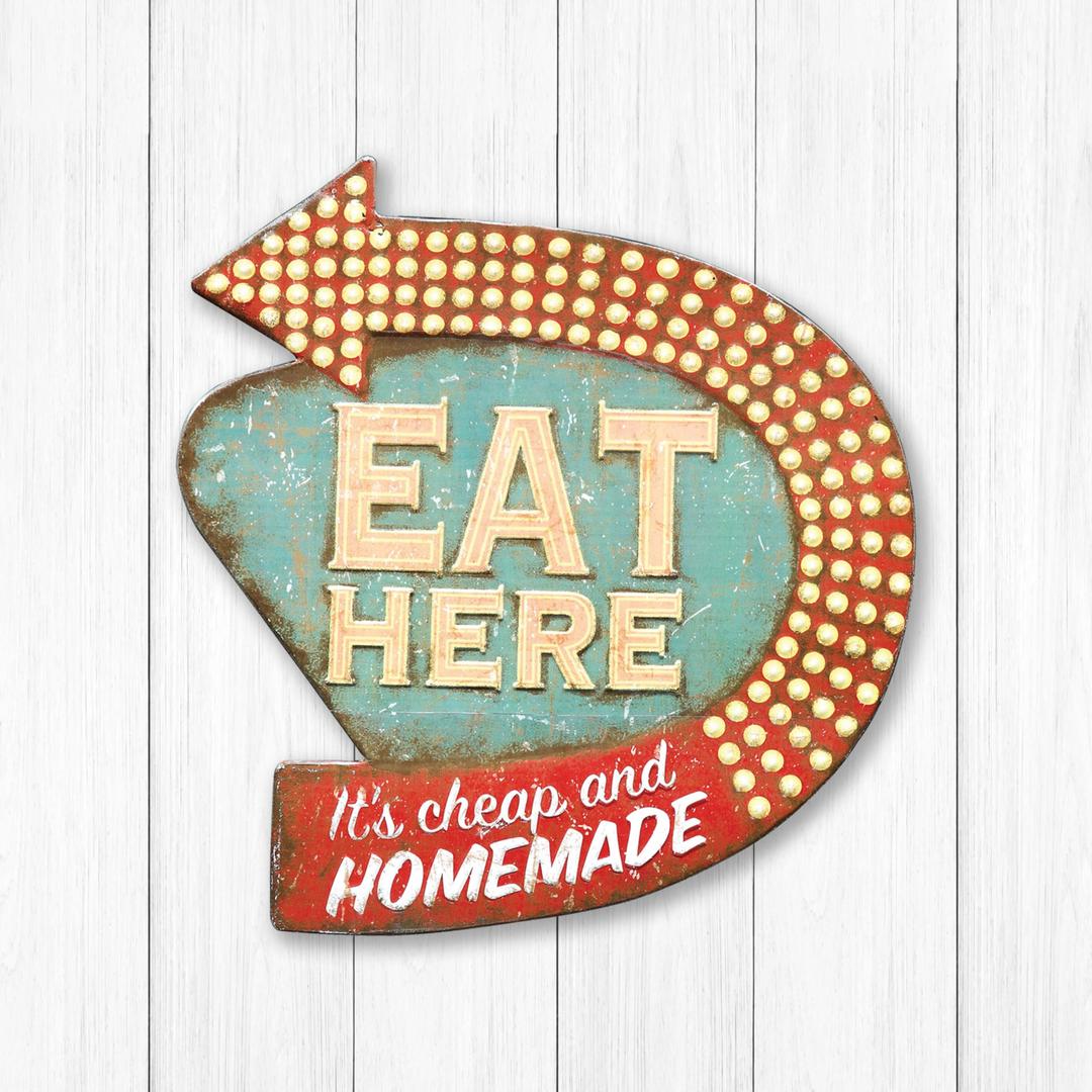 Creative Co-Op Tin Eat Here Retro Wall Decor