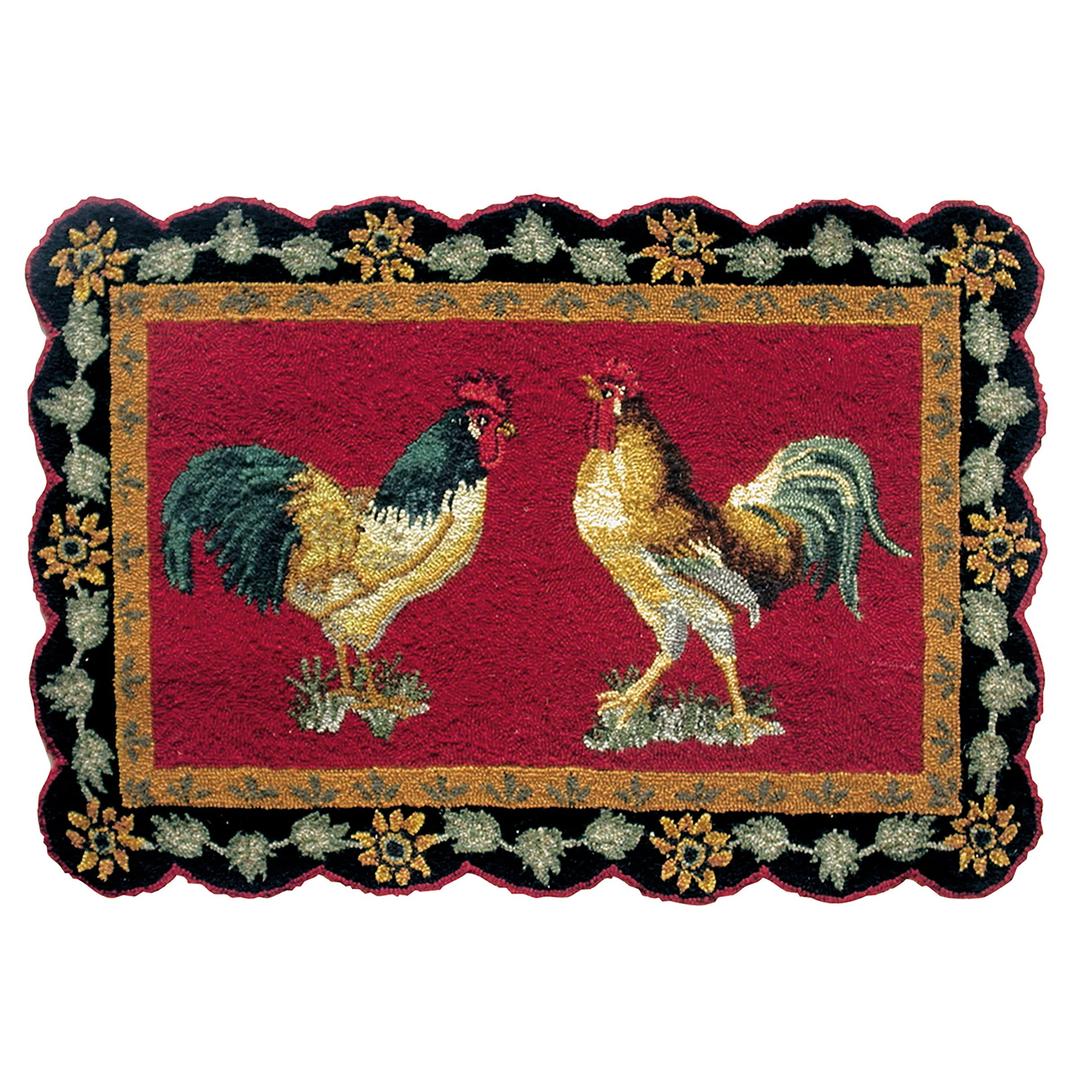 C&F Home French Country Rooster Hooked Rug, 2' x 3' , Black