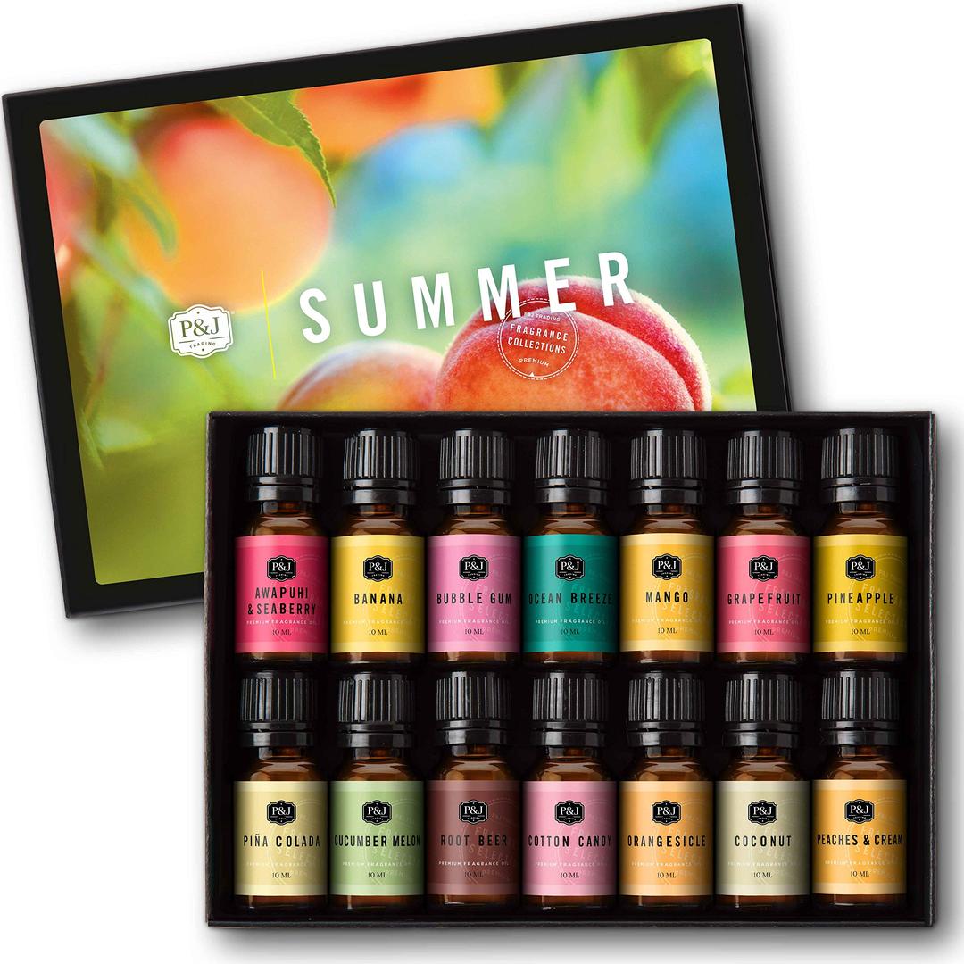 P&J TradingFragrance Oil Summer Set | Candle Scents for Candle Making, Freshie Scents, Soap Making Supplies, Diffuser Oil Scents