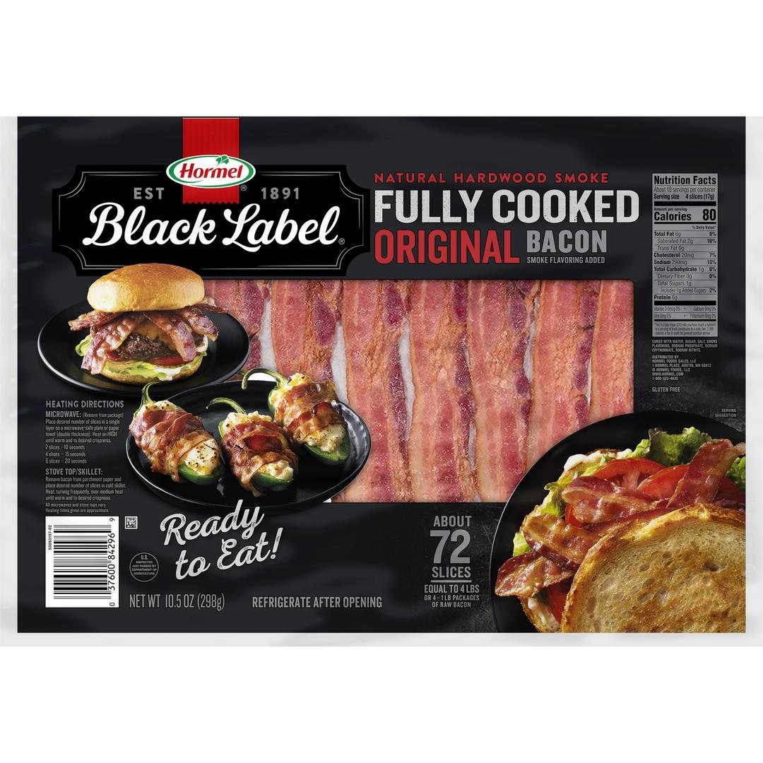 Hormel Black Label Fully Cooked Bacon,10.5 Ounce (Pack of 1)