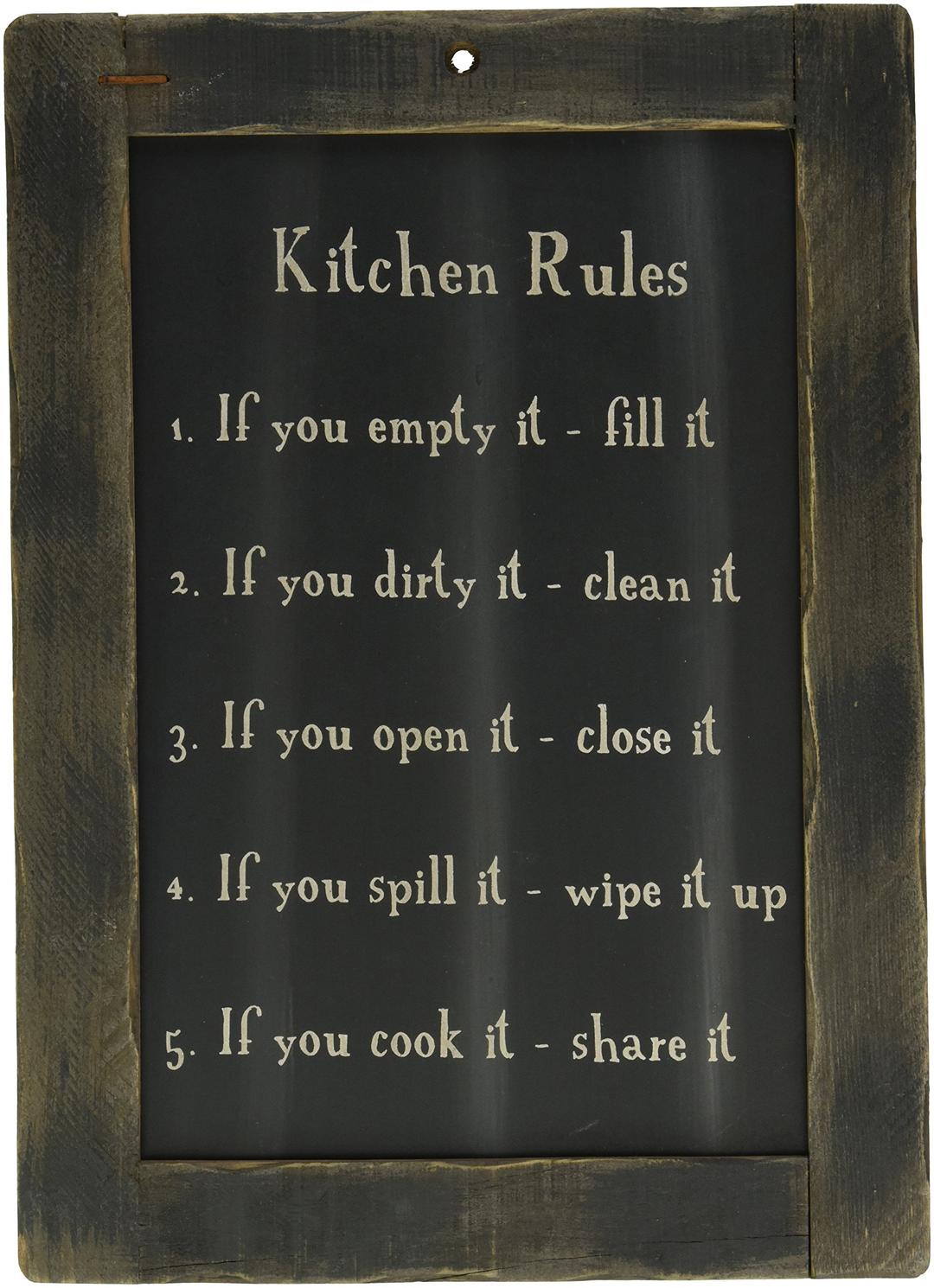 Generic Framed Kitchen Rules Blackboard - Primitive Country Rustic Reminders Wall Decor