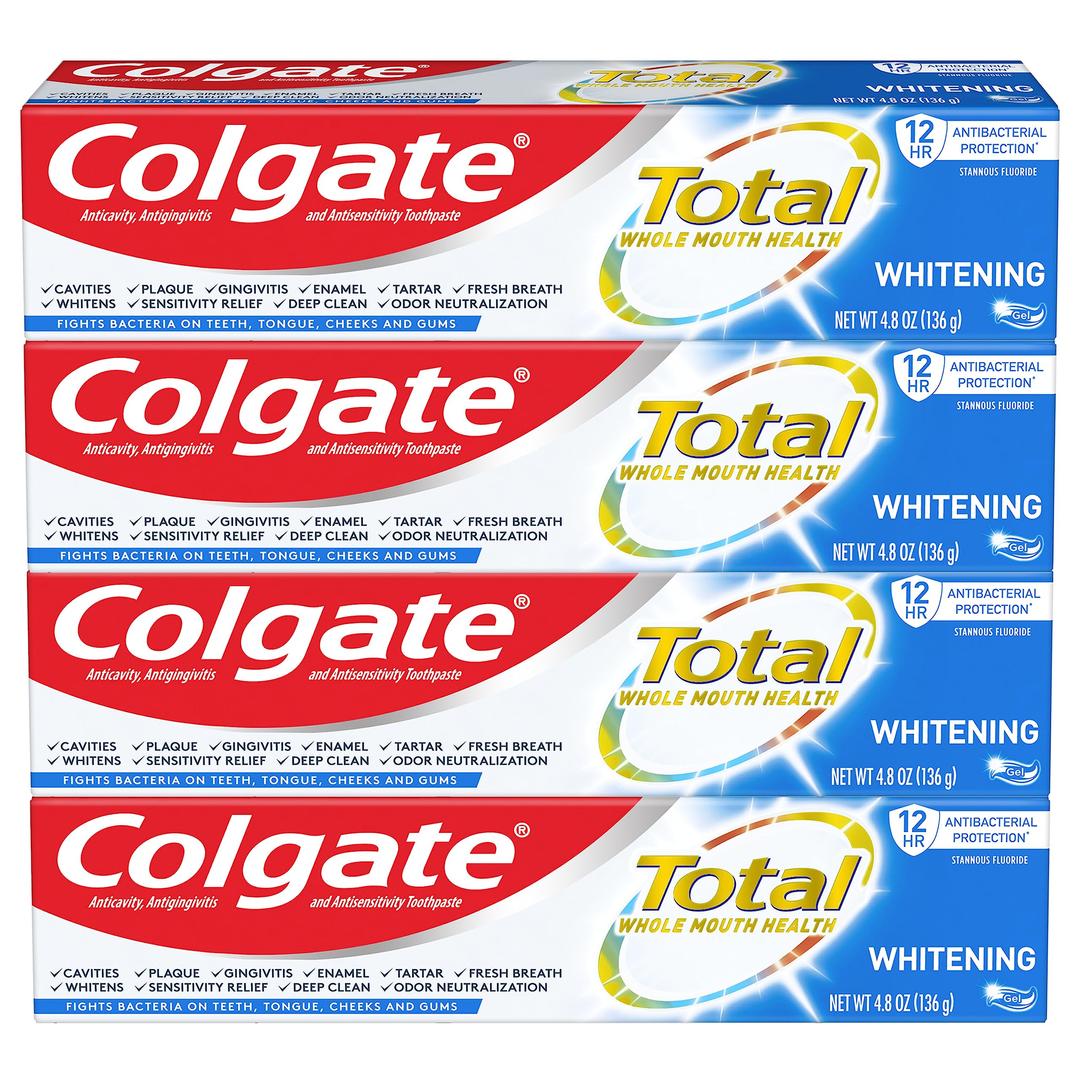 Colgate Total Whitening Toothpaste Gel - 4.8 ounce (Pack of 4)