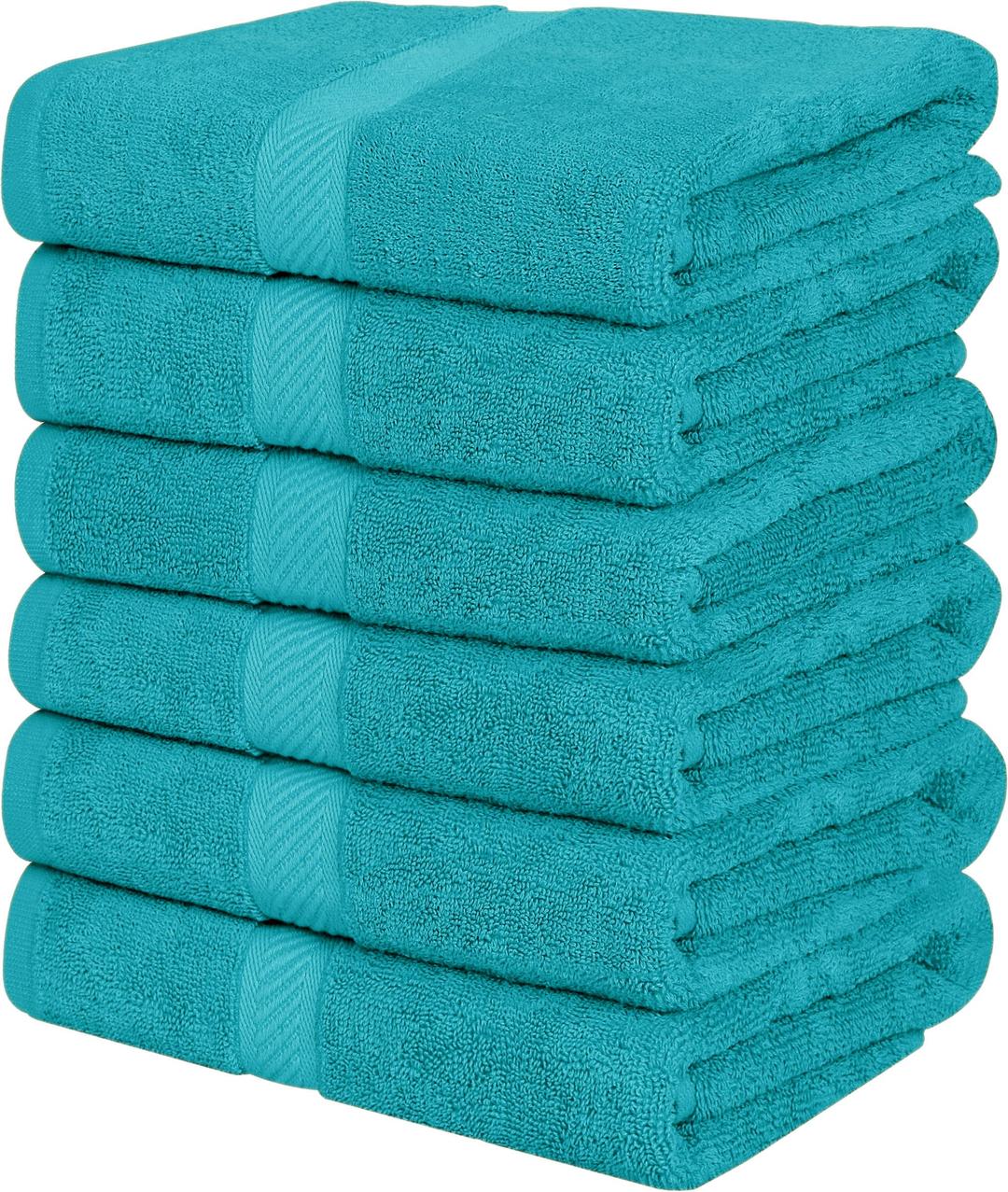 Utopia Towels 6 Pack Medium Bath Towel Set, 100% Ring Spun Cotton (24 x 48 Inches) Medium Lightweight and Highly Absorbent Quick Drying Towels, Premium Towels for Hotel, Spa and Bathroom (Turquoise)