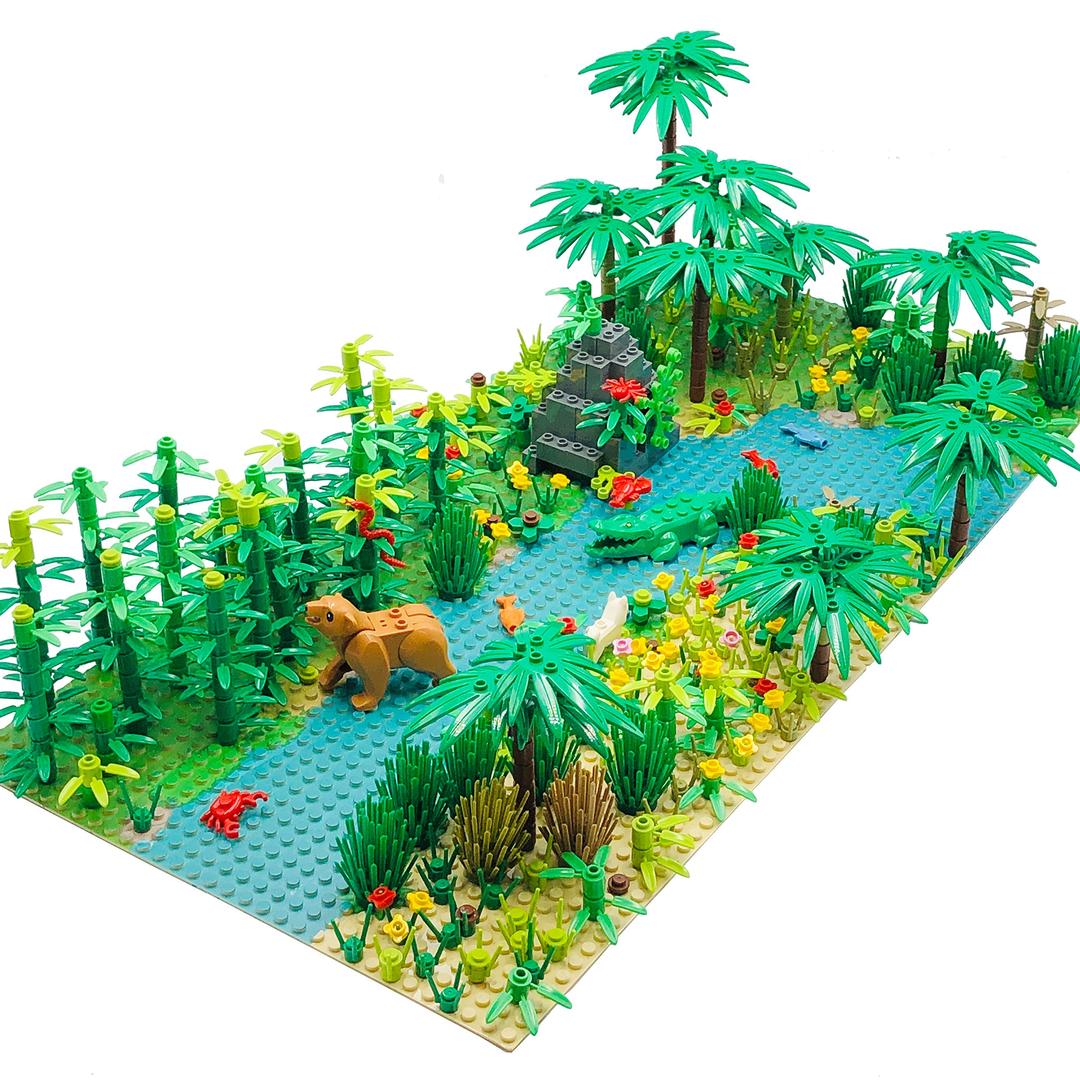 Forest Garden Building Sets Parts,Plants Trees Flowers Scenery Accessories Animals Building Bricks Toy Set for Boys Girls Kids 6+ Gifts(2 Pieces 10" Base Plates)