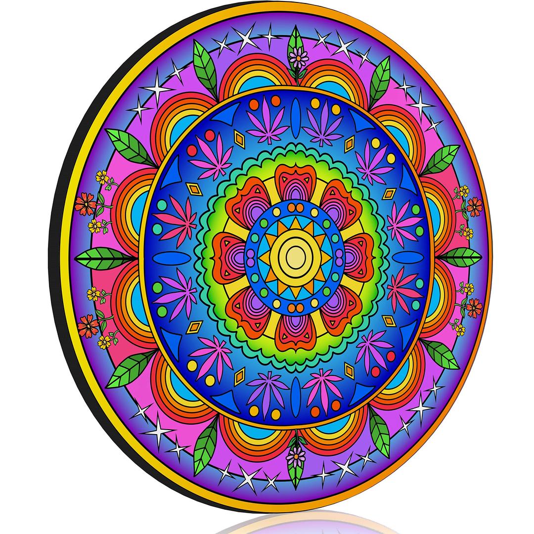 8" Groovy Journey Mandala - Colorful Sacred Geometry Mousepad | Dabmat | Dabpad | Coaster for Glass | Dabmatz - 420 Friendly, Stoner Gift