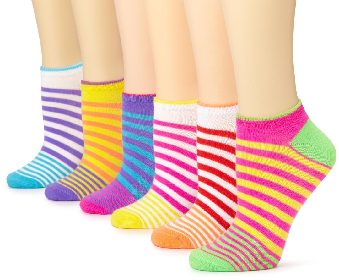 K. Bell Socks Women's 6-Pack Sunburst Lime No Show Socks