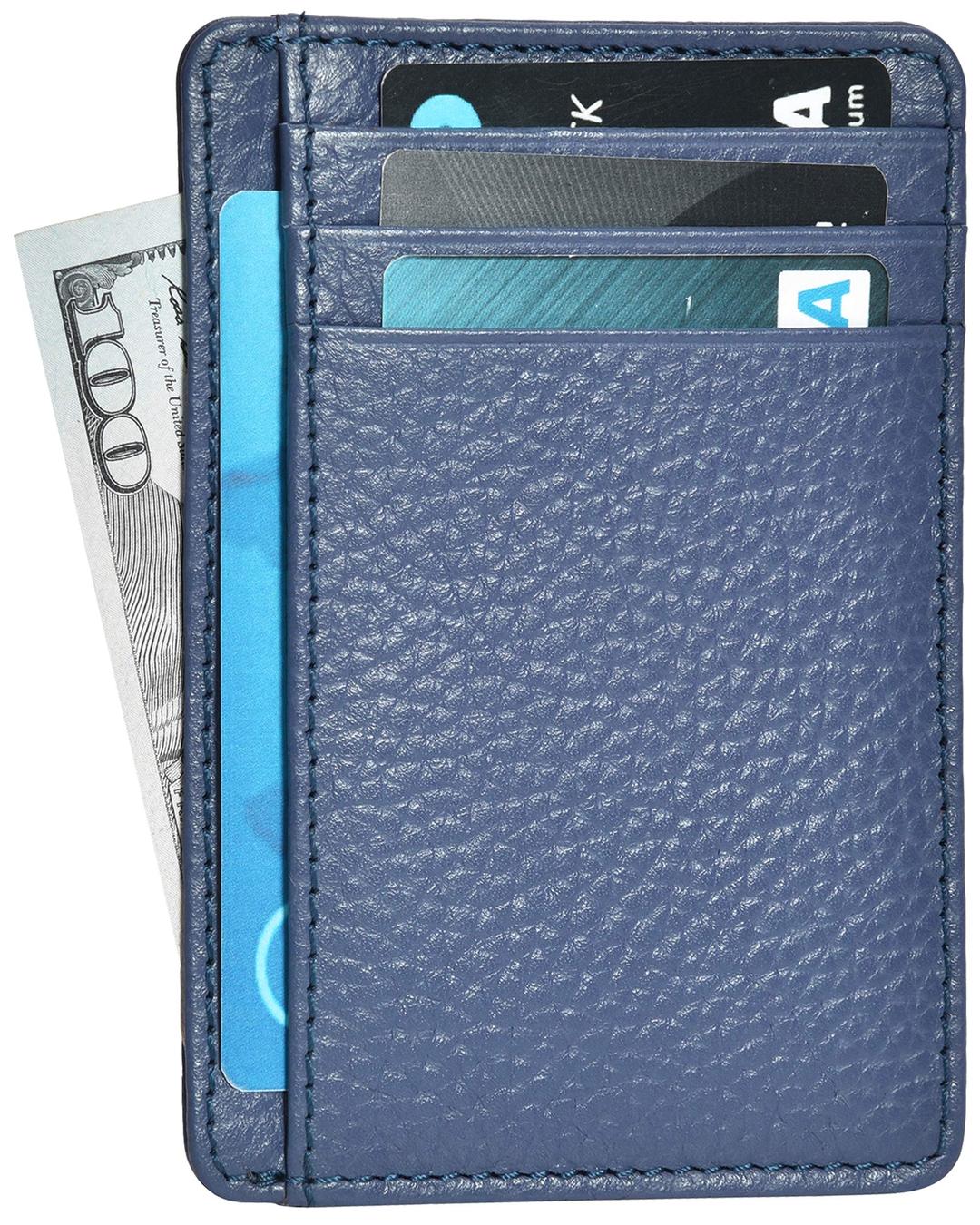 ESTALONLeather Slim Wallet & Credit Card Holder for Men & Women - RFID blocking - Minimalist Design - ID Window - Front Pocket Wallet