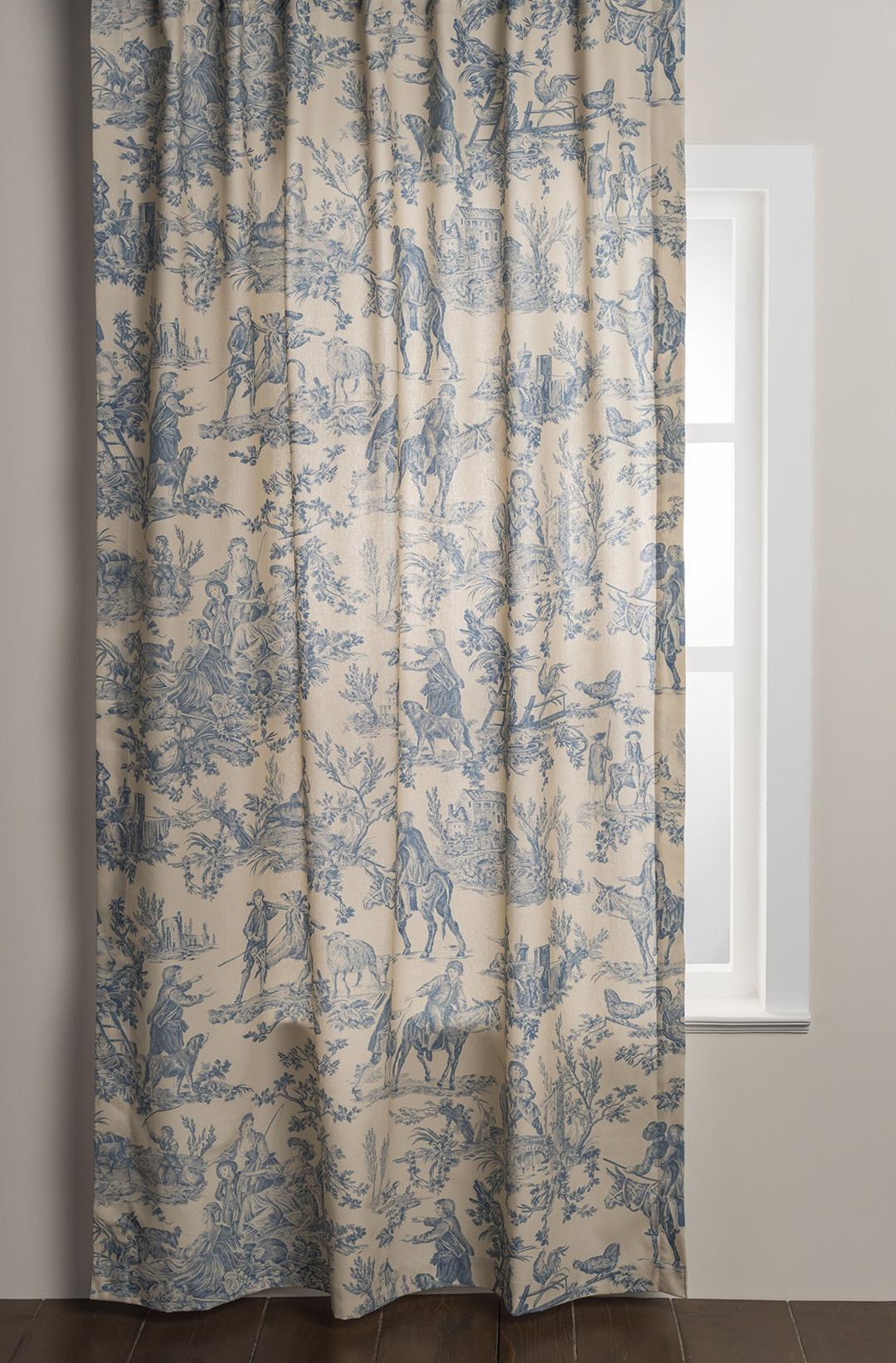 Maison d' Hermine100% Cotton Curtain - 50"x84" Blue Decorative Curtain - Aesthetic Curtains for Farmhouse, Kitchen & Bedroom - for Spring & Summer - The Miller Collection