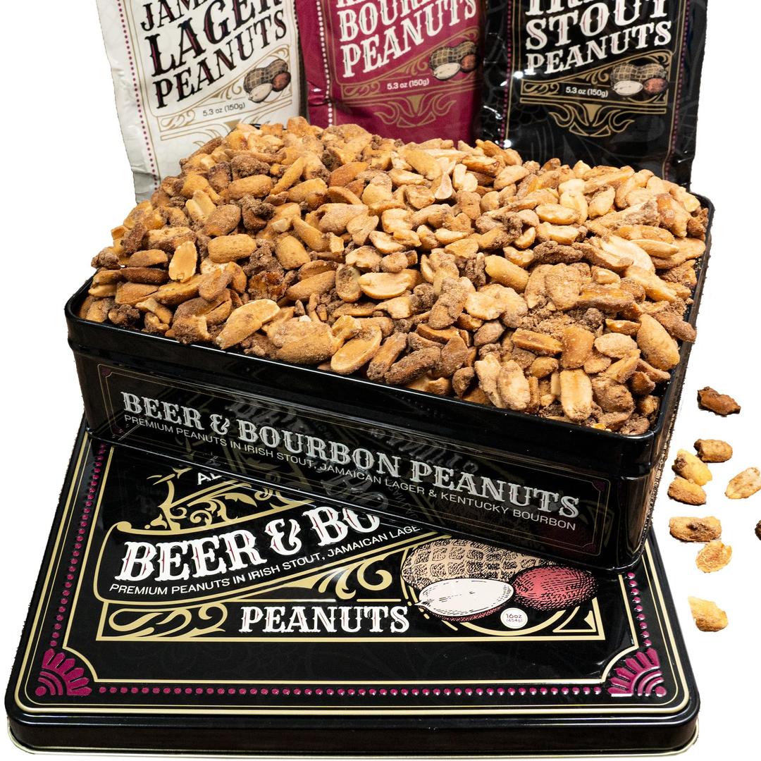 Nuts Gift Basket for Men, Unique Flavored Peanuts Assortment in a Cool Tin Gift Box, Great Gift for Men, Birthday Gift, Healthy Snack