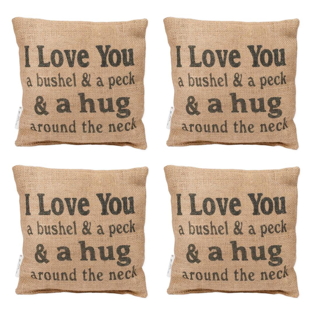 Country House Collection 8" x 8" Mini Burlap Pillow Bushel and a Peck