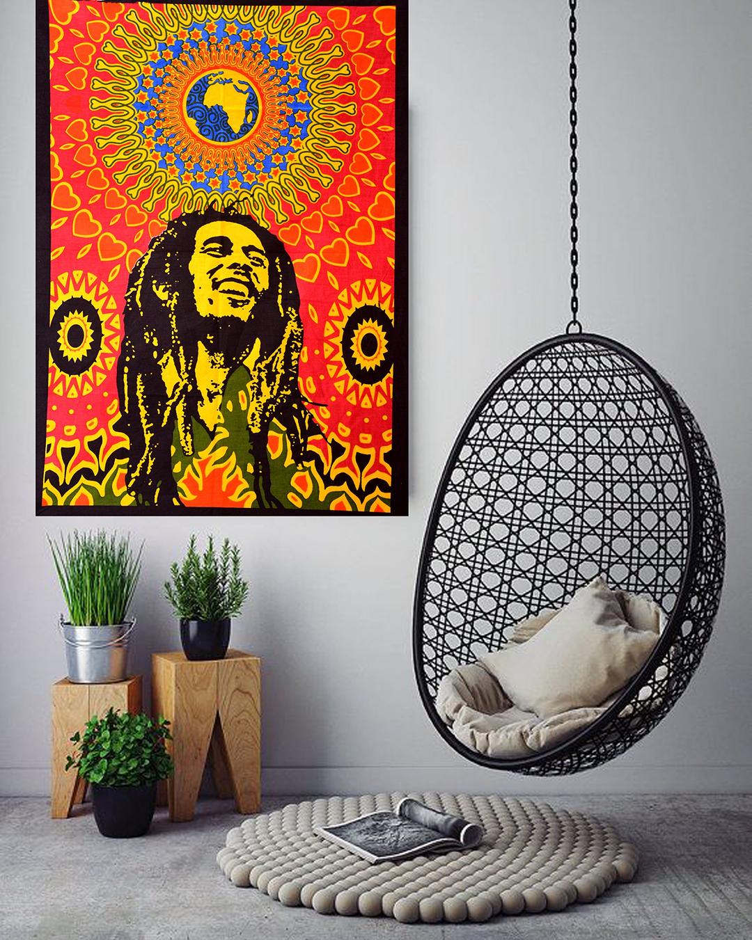 Bob Marley Beautiful Bohemian Room Dorm Decor Hippie Small Boho Rasta Tapestry Poster Size 40"x30" Psychedelic Reggae Tapestries Wall Art Hanging Cotton Gypsy Posters (Bob Marley Laughing)