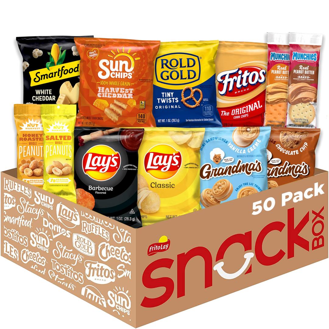 Frito Lay Sweet & Salty Snacks, Variety Mix of Cookies, Crackers, Chips & Nuts, (Pack of 50)