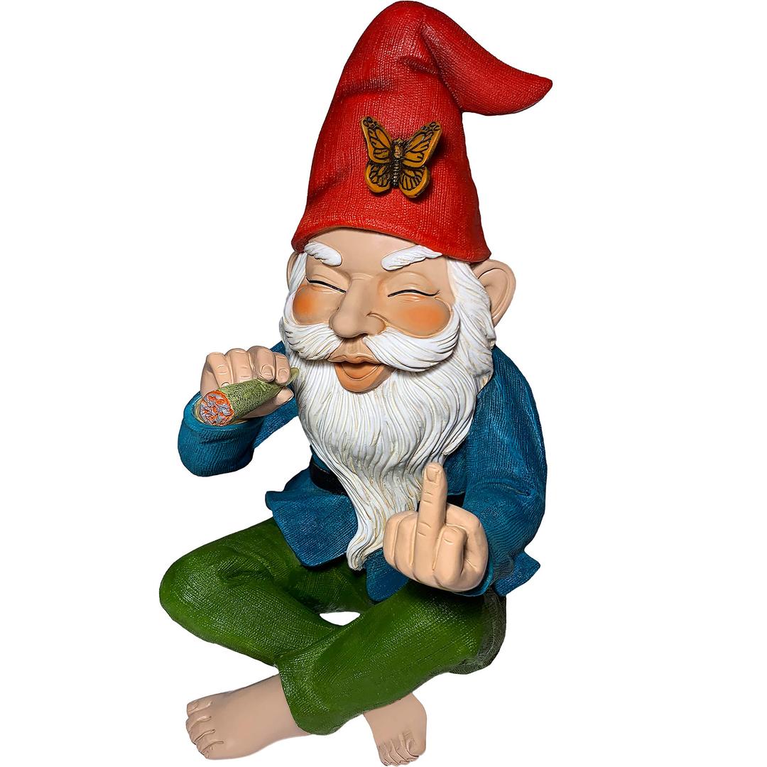 Mood Lab Garden Gnome - Relaxed Gnome - 9.6 Inch Tall Statue Lawn Garden Figurine - for Outdoor or House Decor