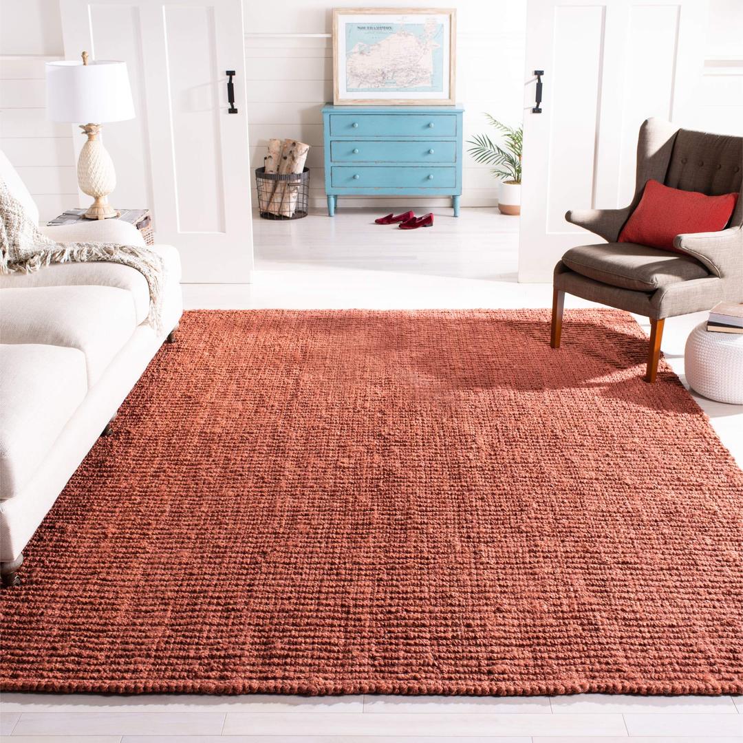 SAFAVIEH Natural Fiber Collection Area Rug - 8' x 10', Rust, Handmade Chunky Textured Jute 0.75-inch Thick, Ideal for High Traffic Areas in Living Room, Bedroom (NF447C)