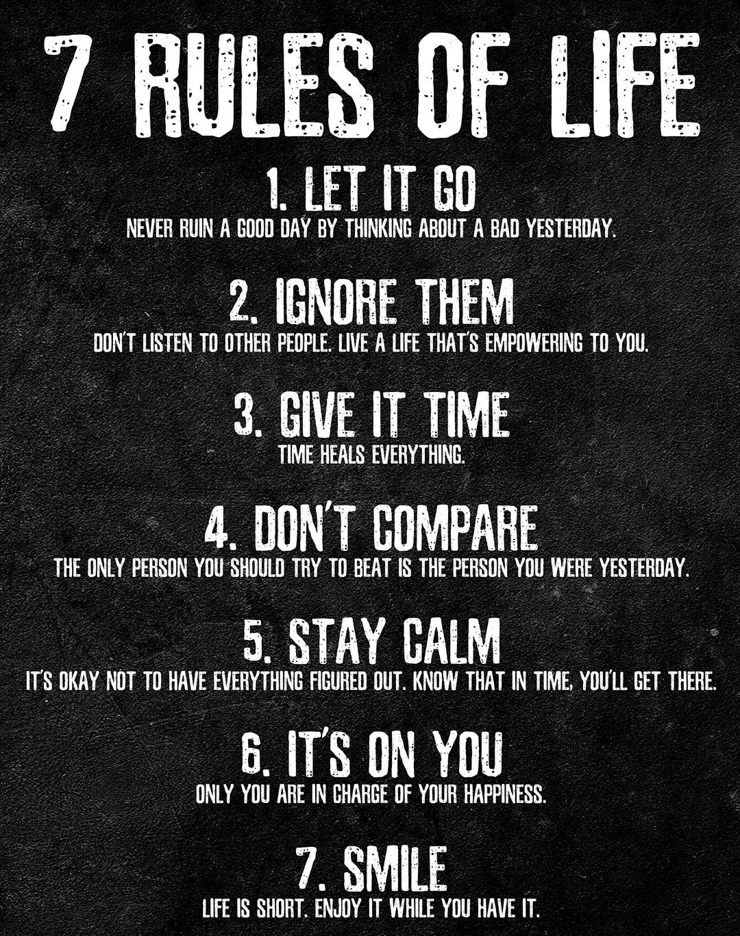 HoneyKICK 7 Rules of Life Motivational Poster, 11 x 14 Inches Unframed, Printed on Premium Cardstock Paper