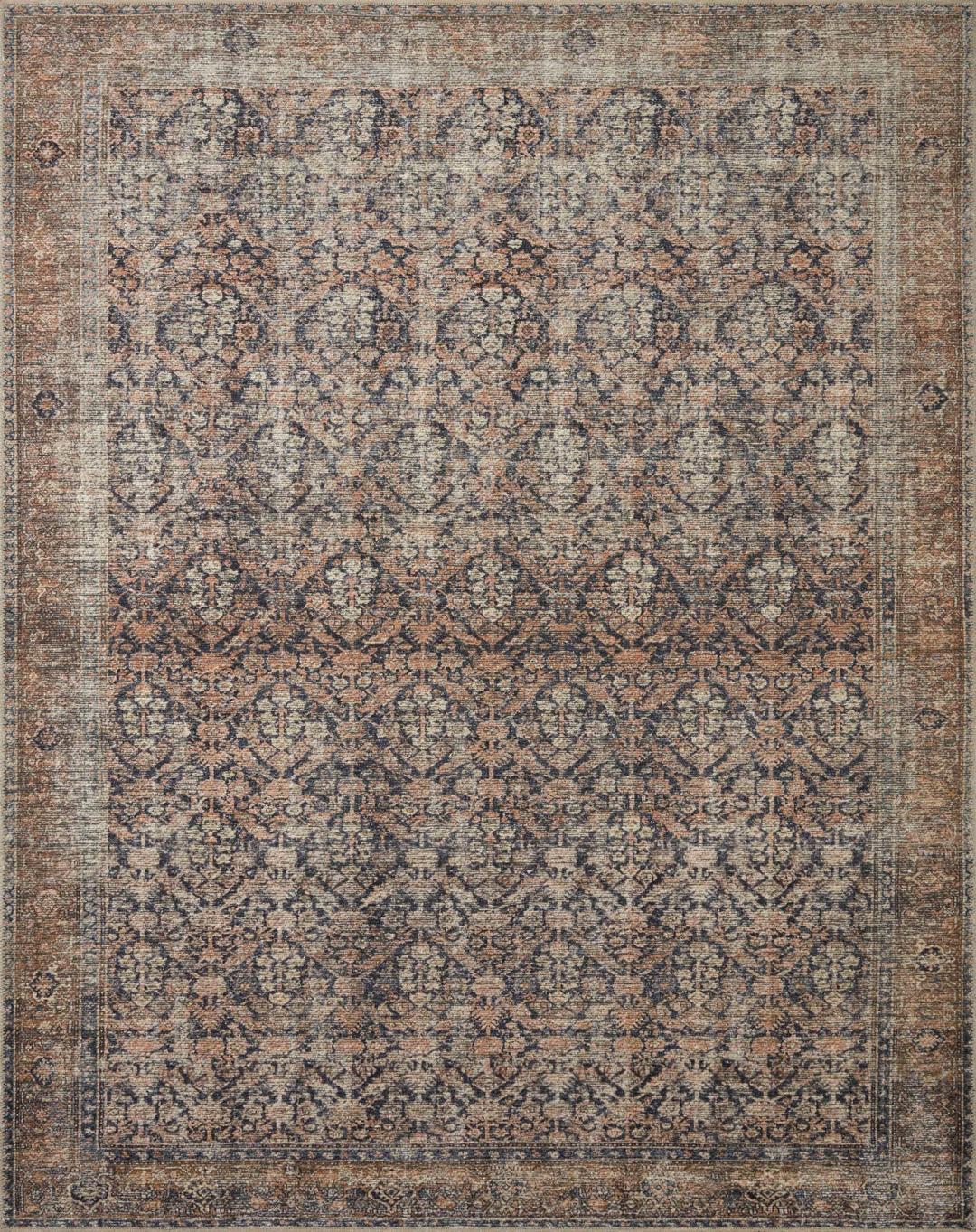 LoloiAmber Lewis x Billie Collection, Ink & Salmon 5'-0" x 7'-6" Area Rug – Antique & Distressed Accent Rugs for Living Room, Bedroom, Entryway & Hallway, No Shed High Traffic Area Home Decor Rug